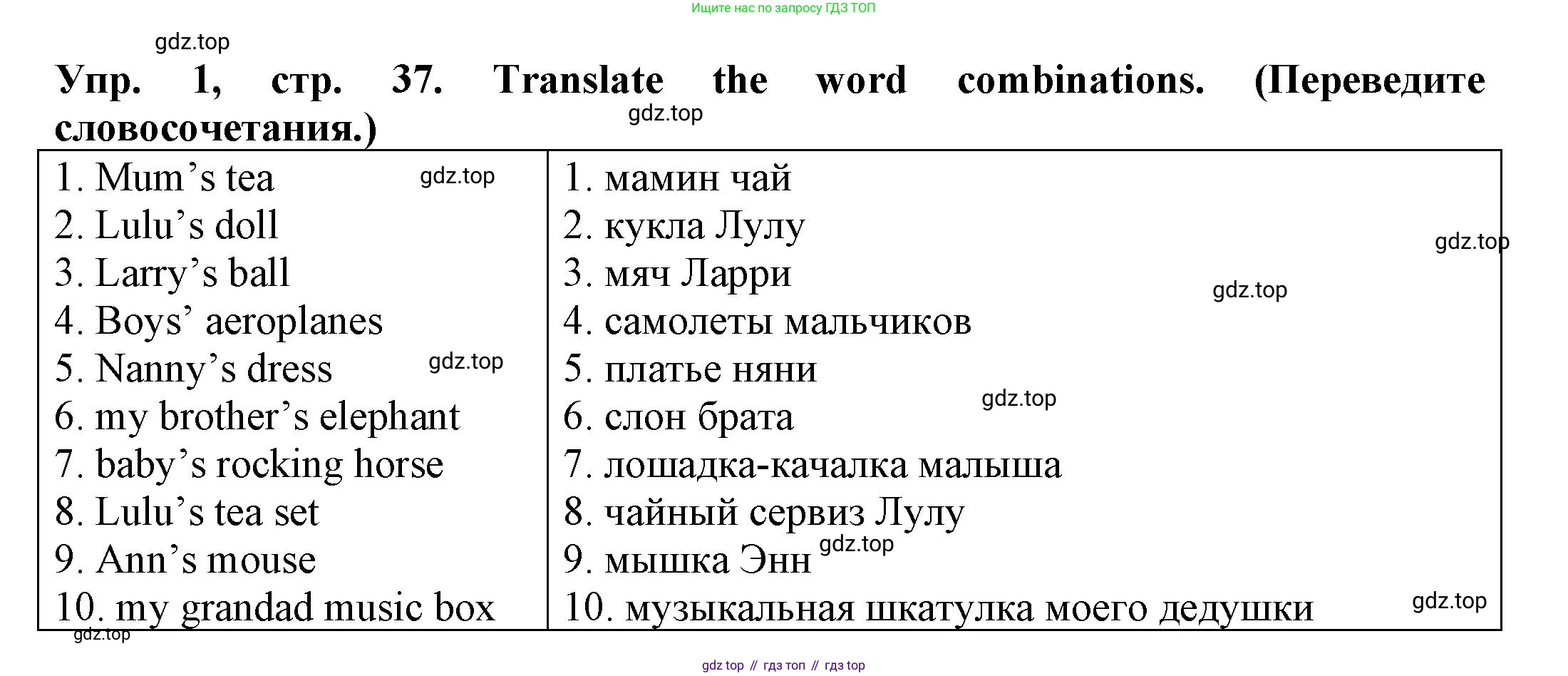 ГДЗ Английский язык (english), 3 класс Грамматический тренажёр, автор: Юшина Дарья Генадьевна, издательство Просвещение, Москва, 2023, салатового цвета, страница 37, номер 1, Решение