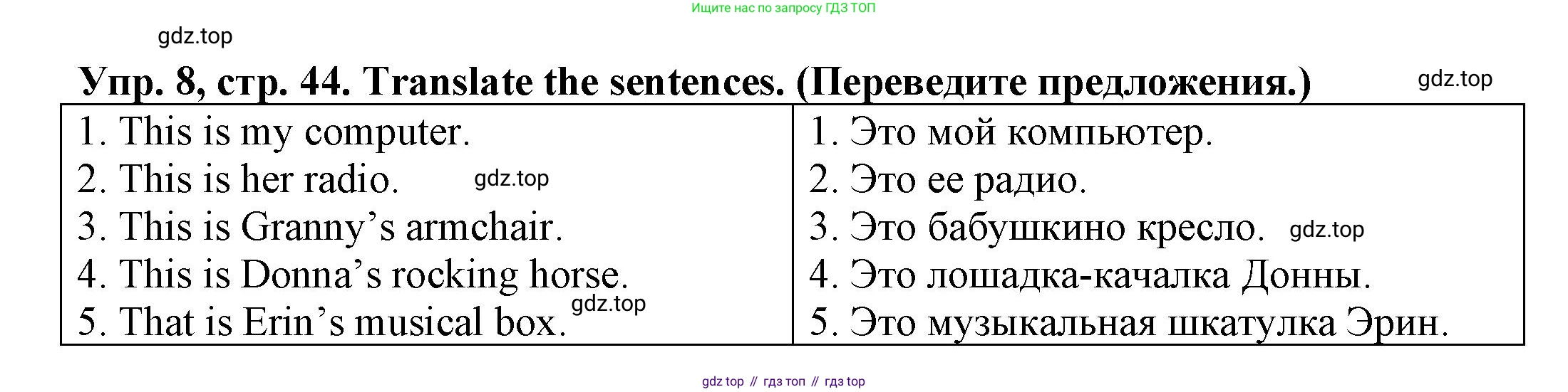 ГДЗ Английский язык (english), 3 класс Грамматический тренажёр, автор: Юшина Дарья Генадьевна, издательство Просвещение, Москва, 2023, салатового цвета, страница 44, номер 8, Решение