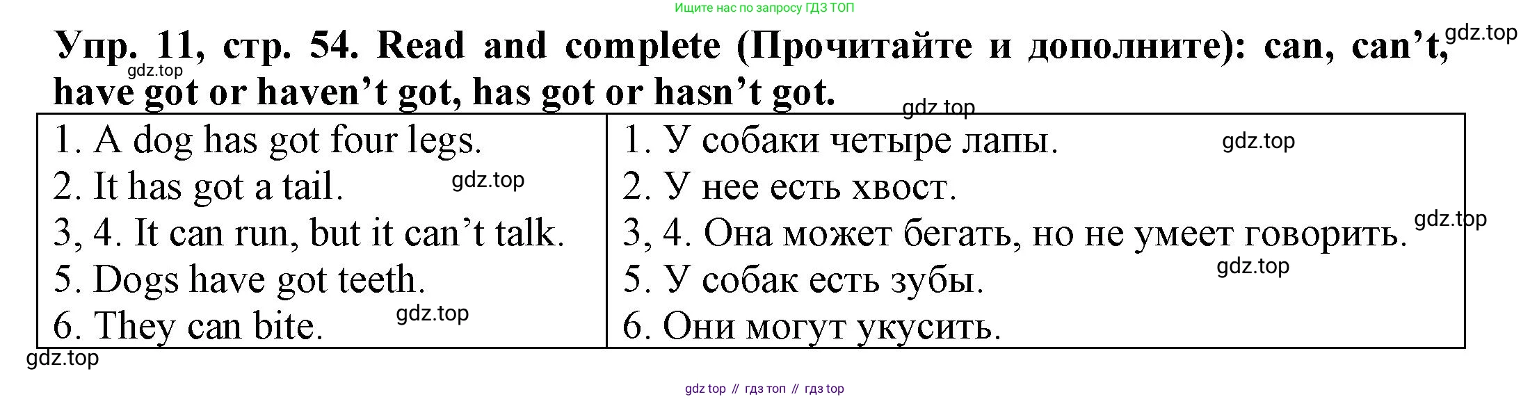 ГДЗ Английский язык (english), 3 класс Грамматический тренажёр, автор: Юшина Дарья Генадьевна, издательство Просвещение, Москва, 2023, салатового цвета, страница 54, номер 11, Решение
