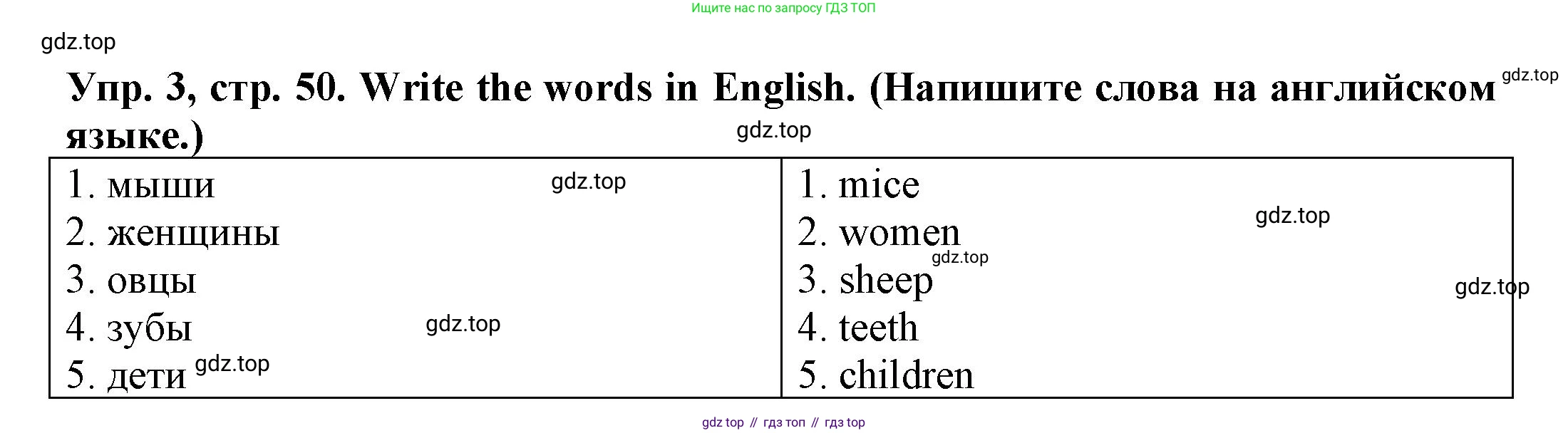 ГДЗ Английский язык (english), 3 класс Грамматический тренажёр, автор: Юшина Дарья Генадьевна, издательство Просвещение, Москва, 2023, салатового цвета, страница 50, номер 3, Решение