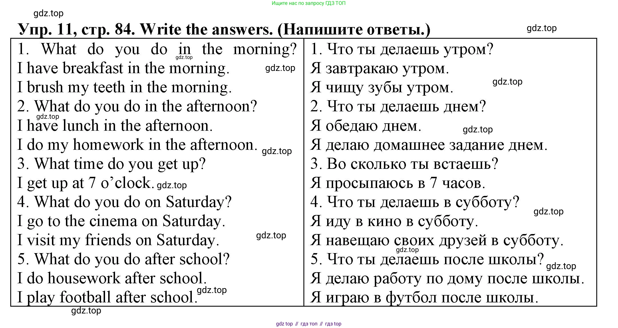 ГДЗ Английский язык (english), 3 класс Грамматический тренажёр, автор: Юшина Дарья Генадьевна, издательство Просвещение, Москва, 2023, салатового цвета, страница 84, номер 11, Решение