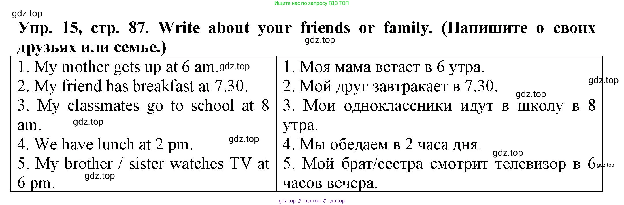 ГДЗ Английский язык (english), 3 класс Грамматический тренажёр, автор: Юшина Дарья Генадьевна, издательство Просвещение, Москва, 2023, салатового цвета, страница 87, номер 15, Решение