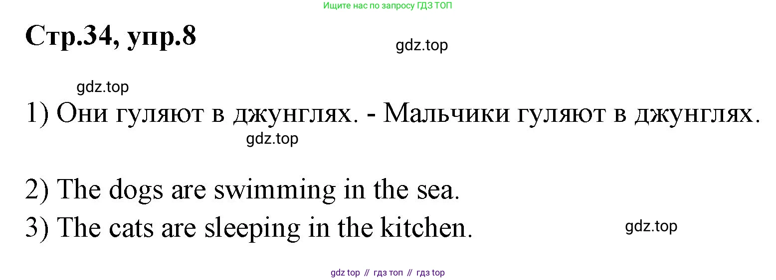 ГДЗ Английский язык (english), 3 класс рабочая тетрадь, авторы: Комарова Юлия Александровна, Ларионова Ирина Владимировна, издательство Русское слово, Москва, 2022, голубого цвета, страница 34, номер 8, Решение