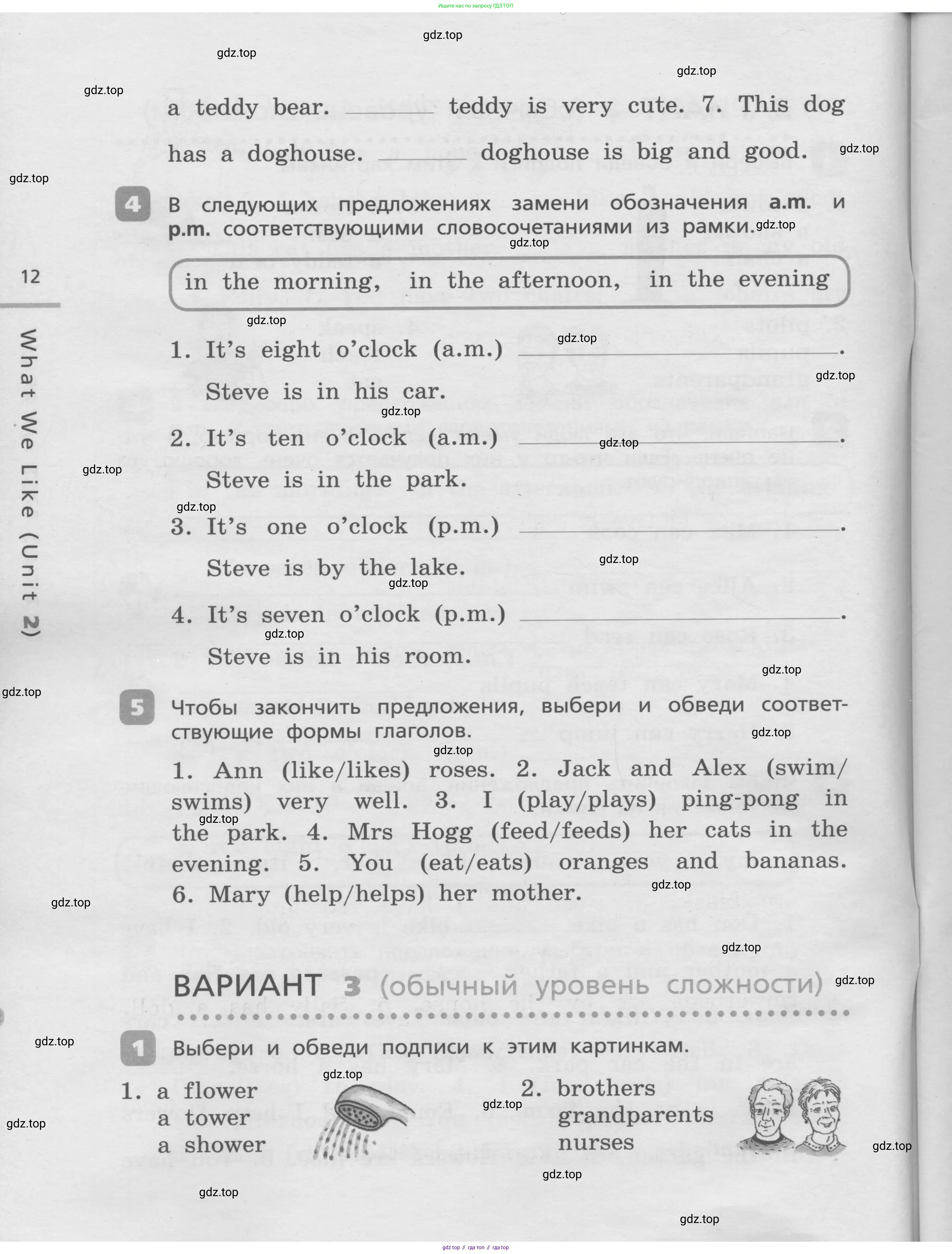 Английский язык (english), 3 класс Контрольные работы, авторы: Афанасьева Ольга Васильевна (Afanasyeva Olga), Михеева Ирина Владимировна (Mikheeva Irina), Баранова Ксения Михайловна (Baranova Ksenia), издательство Дрофа, Москва, 2018 - 2022, зелёного цвета, страница 12