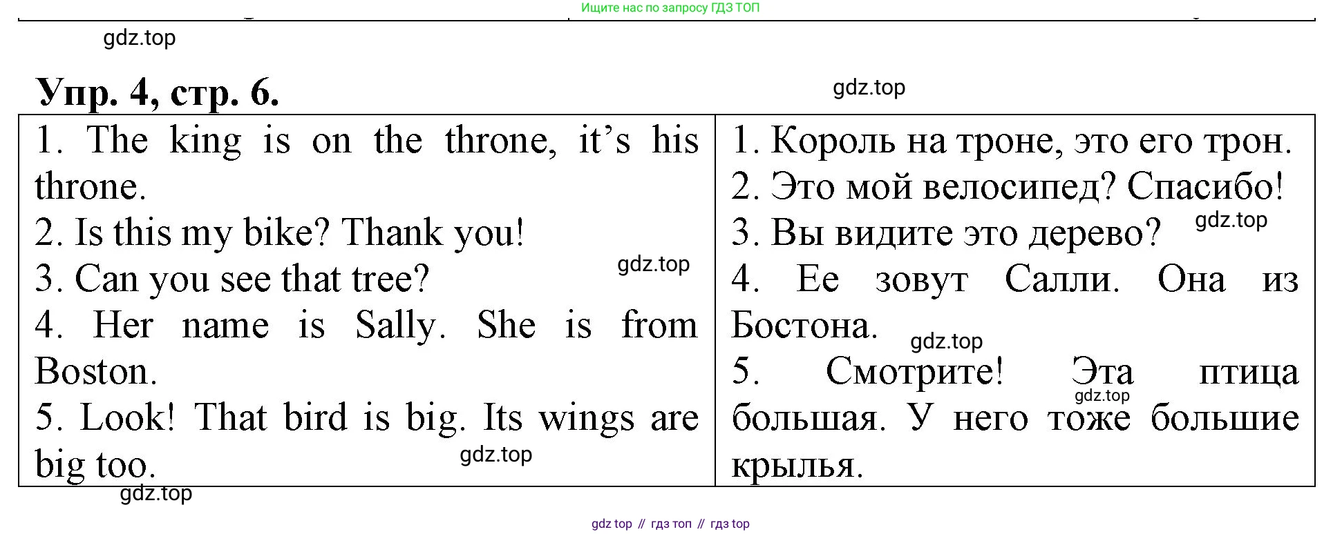 Английский язык (english), 3 класс Контрольные работы, авторы: Афанасьева Ольга Васильевна (Afanasyeva Olga), Михеева Ирина Владимировна (Mikheeva Irina), Баранова Ксения Михайловна (Baranova Ksenia), издательство Дрофа, Москва, 2018 - 2022, зелёного цвета, страница 6, номер 4, Решение