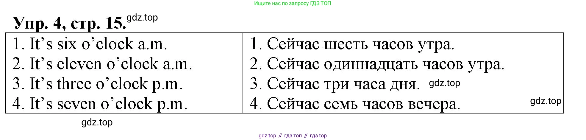 Английский язык (english), 3 класс Контрольные работы, авторы: Афанасьева Ольга Васильевна (Afanasyeva Olga), Михеева Ирина Владимировна (Mikheeva Irina), Баранова Ксения Михайловна (Baranova Ksenia), издательство Дрофа, Москва, 2018 - 2022, зелёного цвета, страница 15, номер 4, Решение