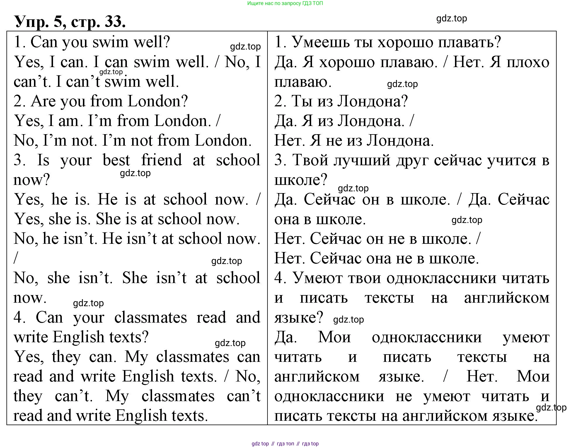 Английский язык (english), 3 класс Контрольные работы, авторы: Афанасьева Ольга Васильевна (Afanasyeva Olga), Михеева Ирина Владимировна (Mikheeva Irina), Баранова Ксения Михайловна (Baranova Ksenia), издательство Дрофа, Москва, 2018 - 2022, зелёного цвета, страница 33, номер 5, Решение