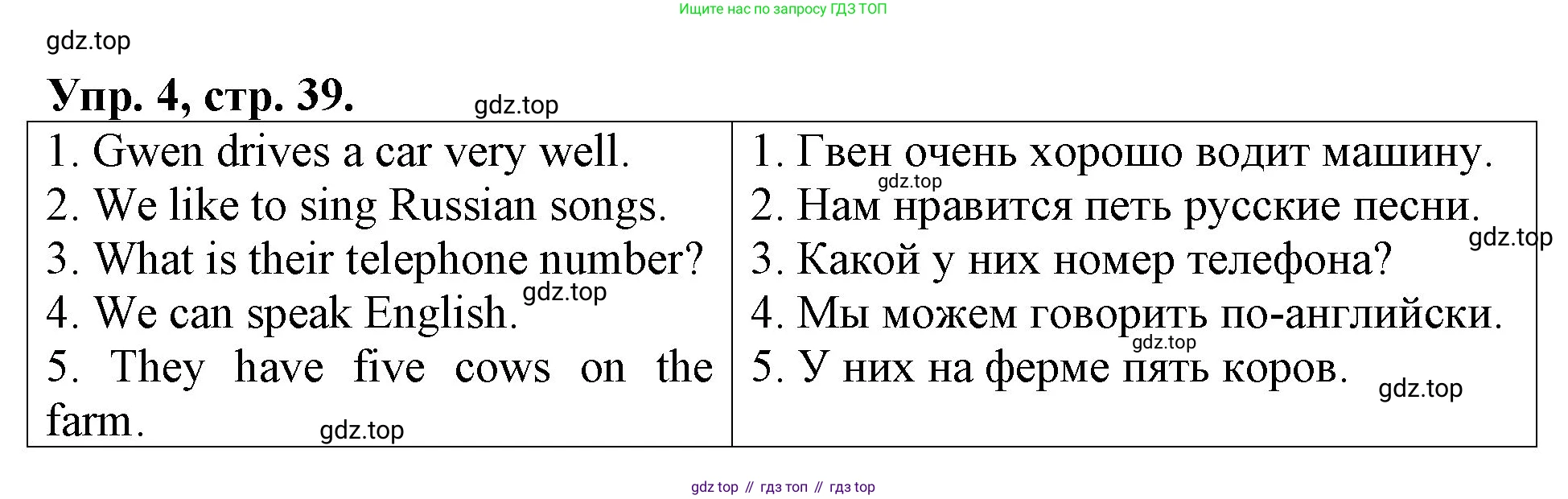 Английский язык (english), 3 класс Контрольные работы, авторы: Афанасьева Ольга Васильевна (Afanasyeva Olga), Михеева Ирина Владимировна (Mikheeva Irina), Баранова Ксения Михайловна (Baranova Ksenia), издательство Дрофа, Москва, 2018 - 2022, зелёного цвета, страница 39, номер 4, Решение