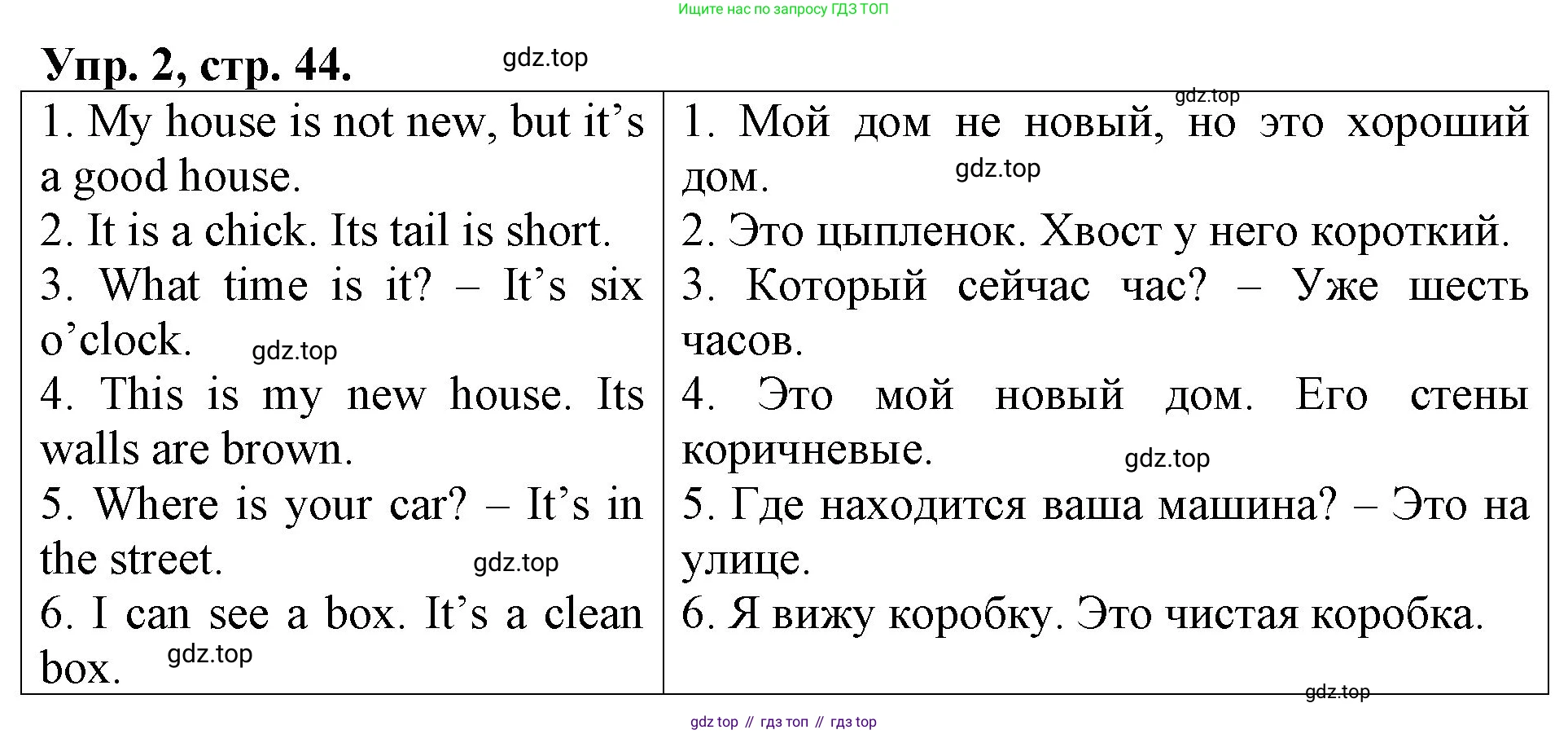 Английский язык (english), 3 класс Контрольные работы, авторы: Афанасьева Ольга Васильевна (Afanasyeva Olga), Михеева Ирина Владимировна (Mikheeva Irina), Баранова Ксения Михайловна (Baranova Ksenia), издательство Дрофа, Москва, 2018 - 2022, зелёного цвета, страница 44, номер 2, Решение