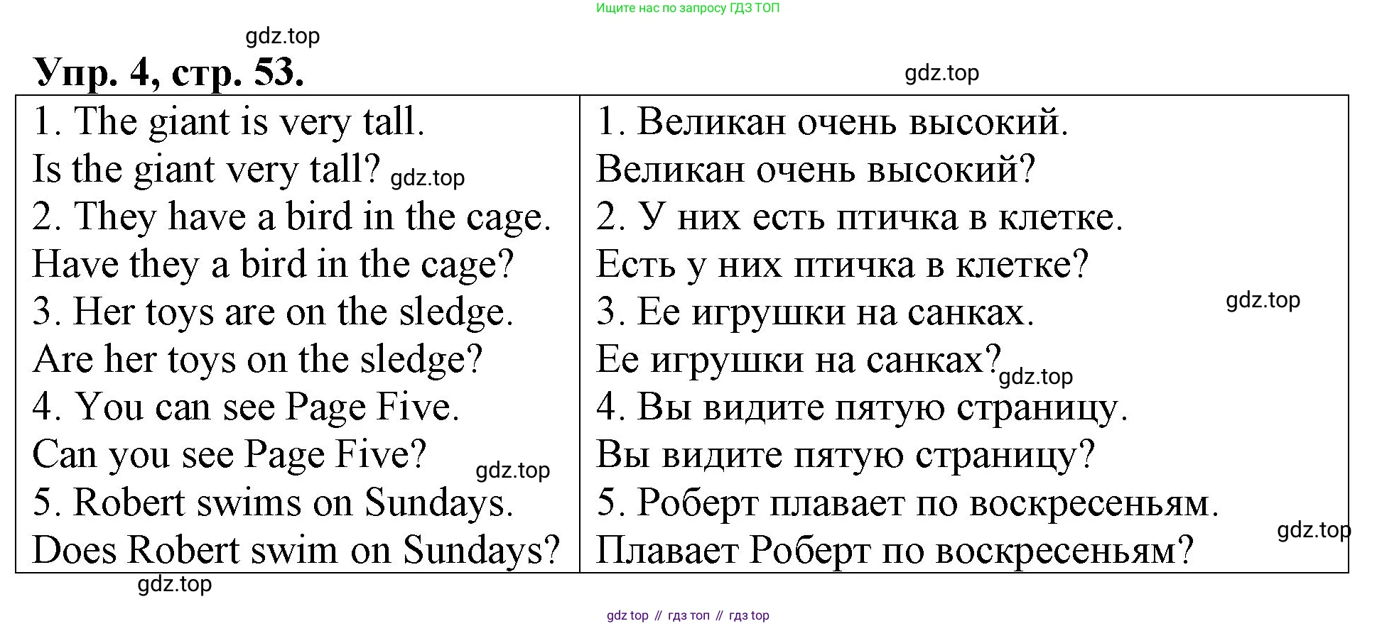 Английский язык (english), 3 класс Контрольные работы, авторы: Афанасьева Ольга Васильевна (Afanasyeva Olga), Михеева Ирина Владимировна (Mikheeva Irina), Баранова Ксения Михайловна (Baranova Ksenia), издательство Дрофа, Москва, 2018 - 2022, зелёного цвета, страница 53, номер 4, Решение