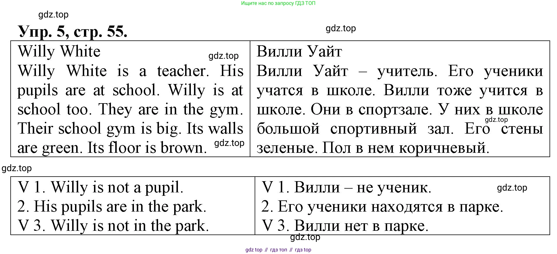 Английский язык (english), 3 класс Контрольные работы, авторы: Афанасьева Ольга Васильевна (Afanasyeva Olga), Михеева Ирина Владимировна (Mikheeva Irina), Баранова Ксения Михайловна (Baranova Ksenia), издательство Дрофа, Москва, 2018 - 2022, зелёного цвета, страница 55, номер 5, Решение