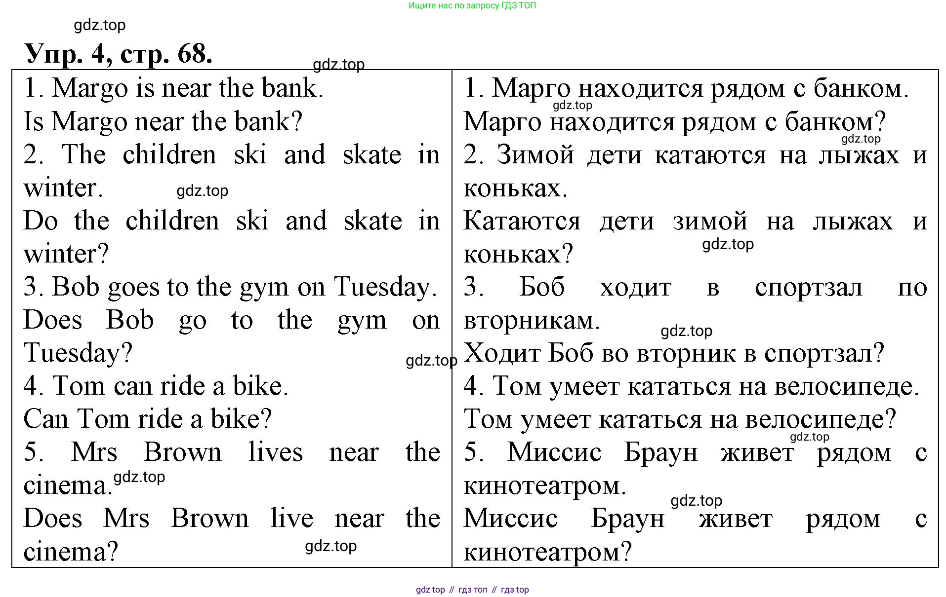 Английский язык (english), 3 класс Контрольные работы, авторы: Афанасьева Ольга Васильевна (Afanasyeva Olga), Михеева Ирина Владимировна (Mikheeva Irina), Баранова Ксения Михайловна (Baranova Ksenia), издательство Дрофа, Москва, 2018 - 2022, зелёного цвета, страница 68, номер 4, Решение