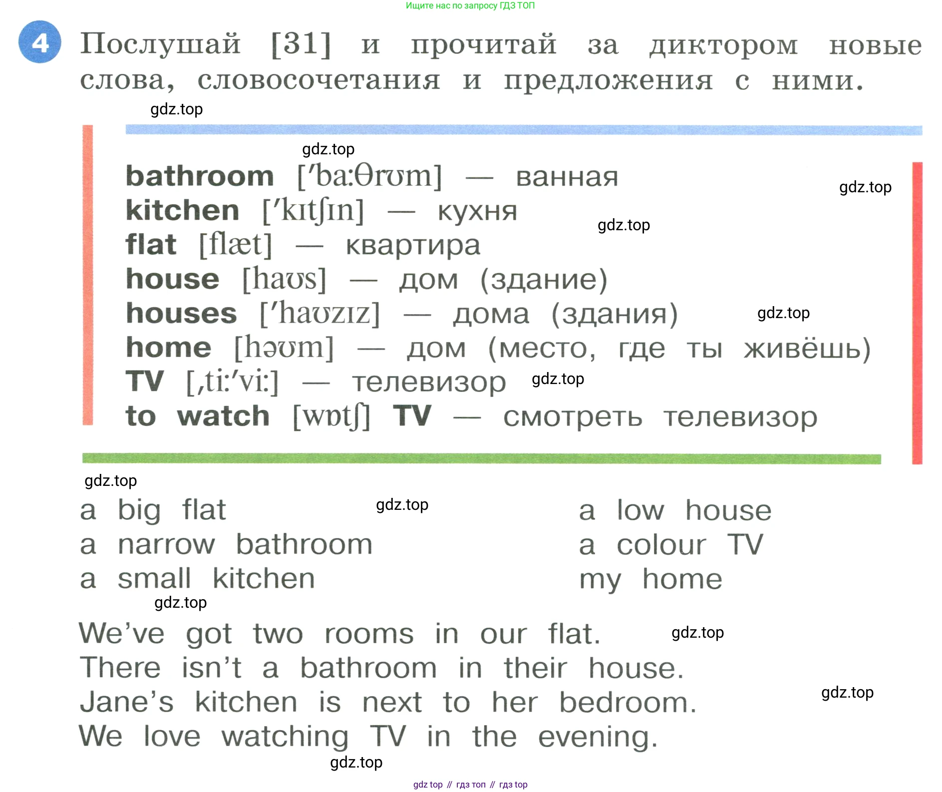 ГДЗ Английский язык (english), 3 класс Учебник, авторы: Афанасьева Ольга Васильевна (Afanasyeva Olga), Баранова Ксения Михайловна (Baranova Ksenia), Михеева Ирина Владимировна (Mikheeva Irina), издательство Просвещение, Москва, 2023, зелёного цвета, Часть 1, страница 40, номер 4, Условие
