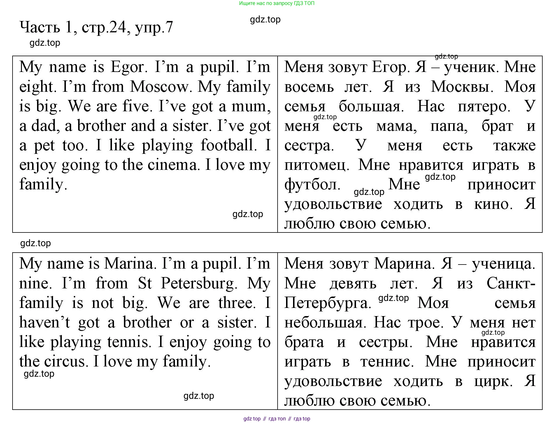 ГДЗ Английский язык (english), 3 класс Учебник, авторы: Афанасьева Ольга Васильевна (Afanasyeva Olga), Баранова Ксения Михайловна (Baranova Ksenia), Михеева Ирина Владимировна (Mikheeva Irina), издательство Просвещение, Москва, 2023, зелёного цвета, Часть 1, страница 24, номер 7, Решение