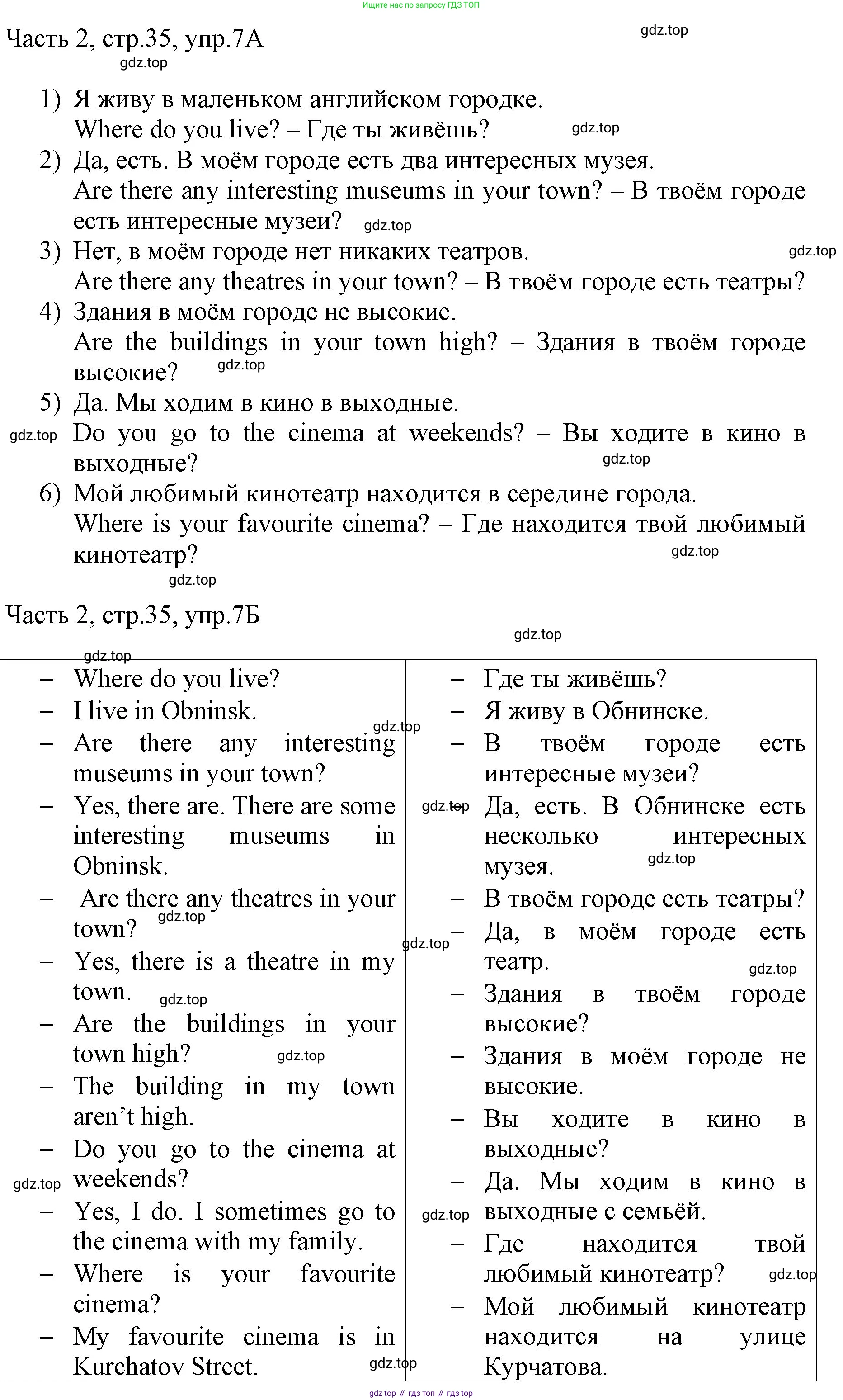ГДЗ Английский язык (english), 3 класс Учебник, авторы: Афанасьева Ольга Васильевна (Afanasyeva Olga), Баранова Ксения Михайловна (Baranova Ksenia), Михеева Ирина Владимировна (Mikheeva Irina), издательство Просвещение, Москва, 2023, зелёного цвета, Часть 2, страница 35, номер 7, Решение