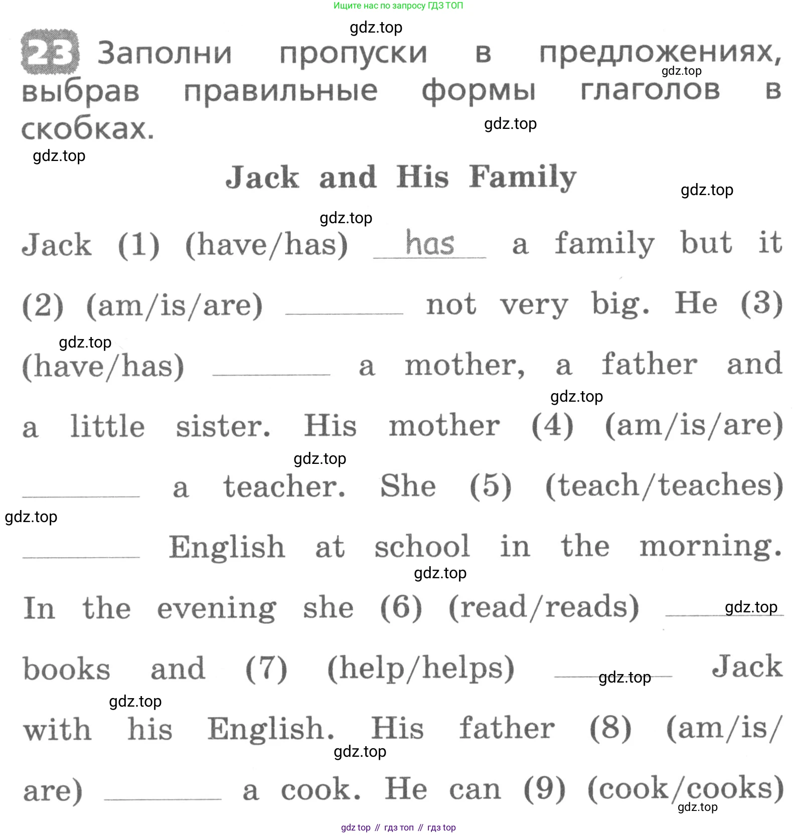 ГДЗ Английский язык (english), 3 класс Лексико-грамматический практикум, авторы: Афанасьева Ольга Васильевна (Afanasyeva Olga), Михеева Ирина Владимировна (Mikheeva Irina), Сьянов Александр Валерьевич, издательство Дрофа, Москва, 2017, зелёного цвета, страница 38, номер 23, Условие
