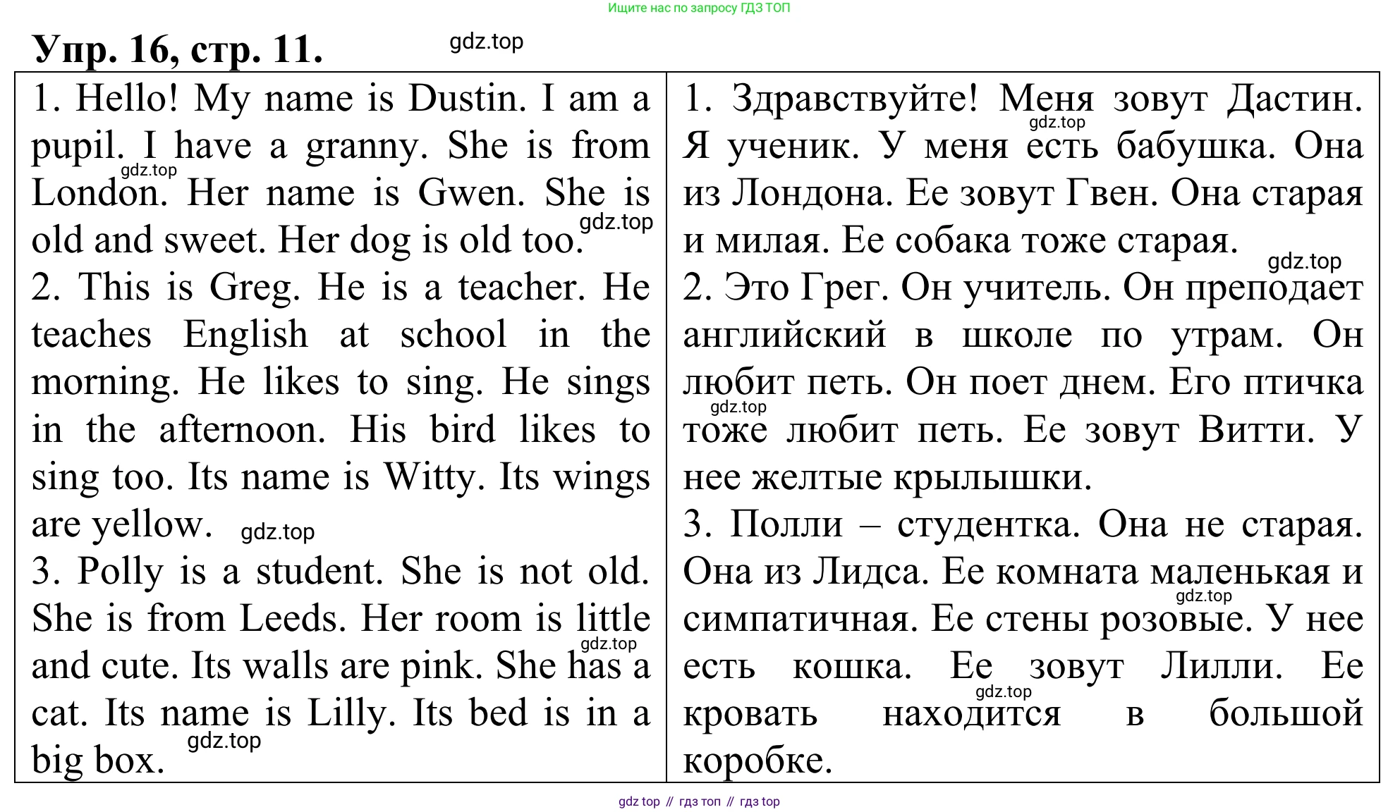 ГДЗ Английский язык (english), 3 класс Лексико-грамматический практикум, авторы: Афанасьева Ольга Васильевна (Afanasyeva Olga), Михеева Ирина Владимировна (Mikheeva Irina), Сьянов Александр Валерьевич, издательство Дрофа, Москва, 2017, зелёного цвета, страница 11, номер 16, Решение