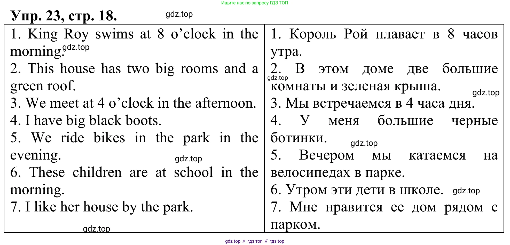 ГДЗ Английский язык (english), 3 класс Лексико-грамматический практикум, авторы: Афанасьева Ольга Васильевна (Afanasyeva Olga), Михеева Ирина Владимировна (Mikheeva Irina), Сьянов Александр Валерьевич, издательство Дрофа, Москва, 2017, зелёного цвета, страница 18, номер 23, Решение