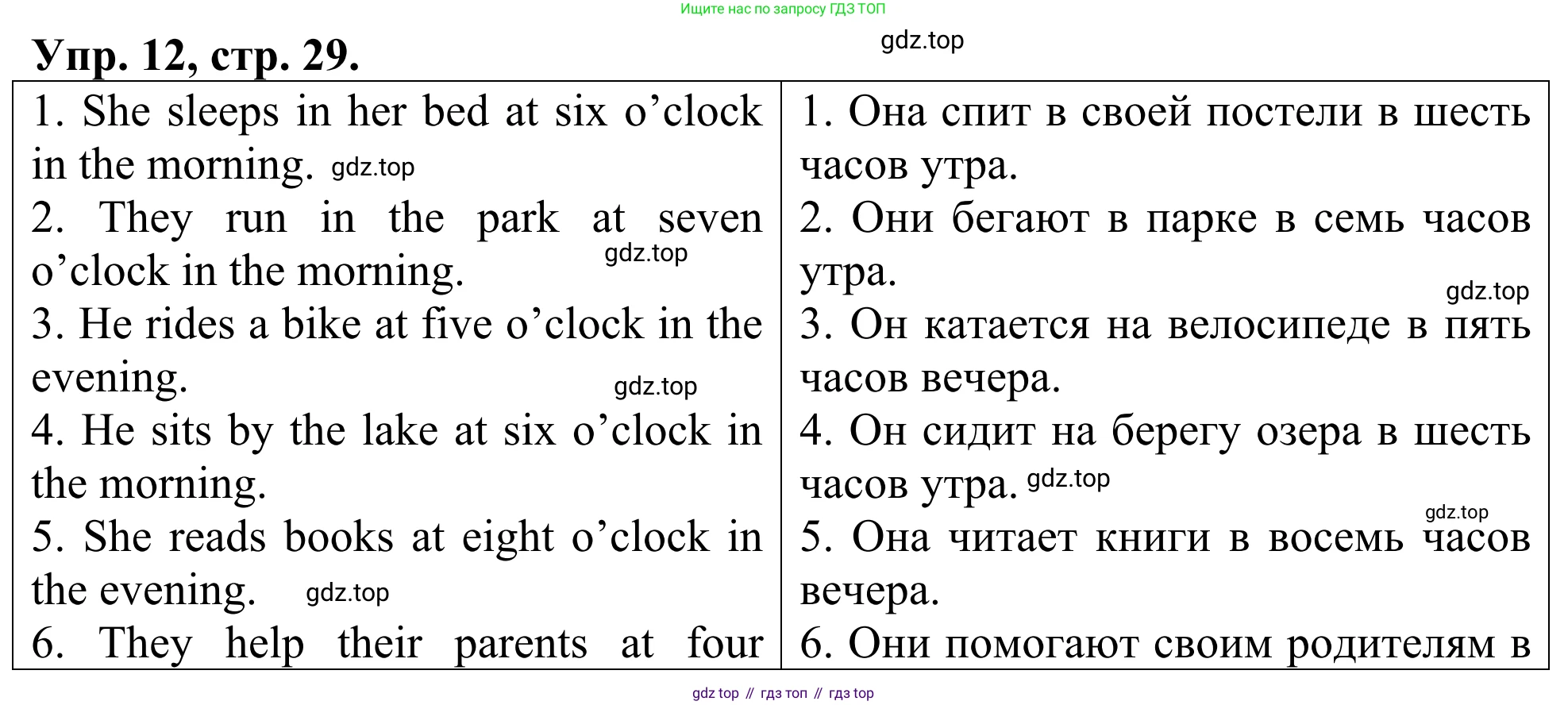 ГДЗ Английский язык (english), 3 класс Лексико-грамматический практикум, авторы: Афанасьева Ольга Васильевна (Afanasyeva Olga), Михеева Ирина Владимировна (Mikheeva Irina), Сьянов Александр Валерьевич, издательство Дрофа, Москва, 2017, зелёного цвета, страница 29, номер 12, Решение