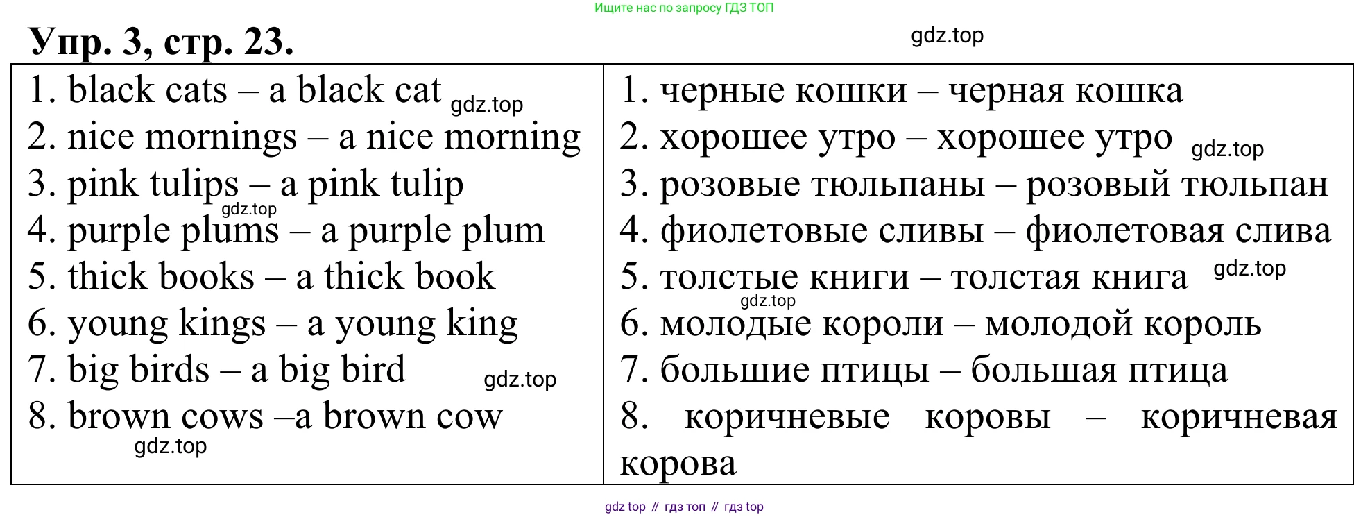 ГДЗ Английский язык (english), 3 класс Лексико-грамматический практикум, авторы: Афанасьева Ольга Васильевна (Afanasyeva Olga), Михеева Ирина Владимировна (Mikheeva Irina), Сьянов Александр Валерьевич, издательство Дрофа, Москва, 2017, зелёного цвета, страница 23, номер 3, Решение