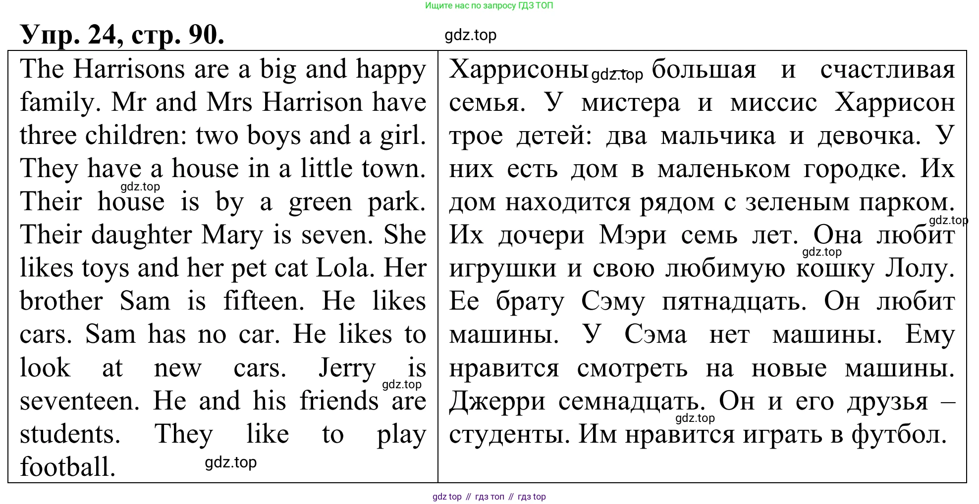 ГДЗ Английский язык (english), 3 класс Лексико-грамматический практикум, авторы: Афанасьева Ольга Васильевна (Afanasyeva Olga), Михеева Ирина Владимировна (Mikheeva Irina), Сьянов Александр Валерьевич, издательство Дрофа, Москва, 2017, зелёного цвета, страница 90, номер 24, Решение