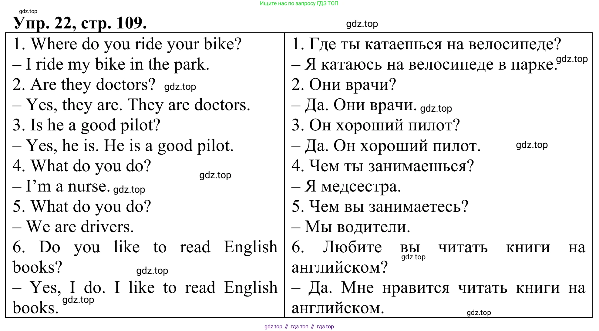 ГДЗ Английский язык (english), 3 класс Лексико-грамматический практикум, авторы: Афанасьева Ольга Васильевна (Afanasyeva Olga), Михеева Ирина Владимировна (Mikheeva Irina), Сьянов Александр Валерьевич, издательство Дрофа, Москва, 2017, зелёного цвета, страница 109, номер 22, Решение