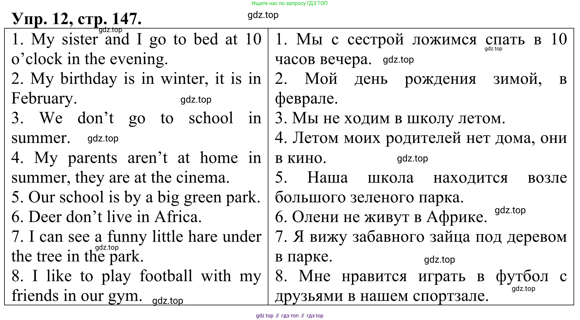 ГДЗ Английский язык (english), 3 класс Лексико-грамматический практикум, авторы: Афанасьева Ольга Васильевна (Afanasyeva Olga), Михеева Ирина Владимировна (Mikheeva Irina), Сьянов Александр Валерьевич, издательство Дрофа, Москва, 2017, зелёного цвета, страница 147, номер 12, Решение