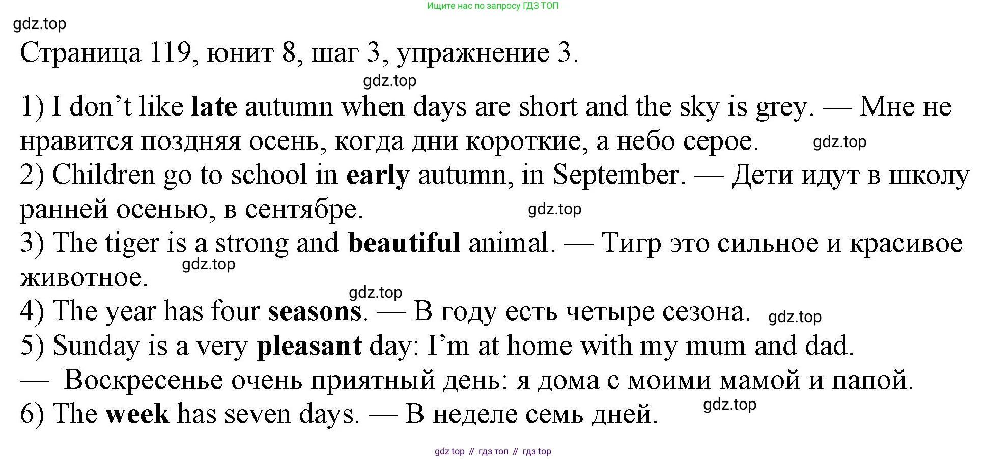 ГДЗ Английский язык (english), 3 класс рабочая тетрадь, авторы: Афанасьева Ольга Васильевна (Afanasyeva Olga), Михеева Ирина Владимировна (Mikheeva Irina), издательство Дрофа, Москва, 2016 - 2022, зелёного цвета, страница 119, номер 3, Решение