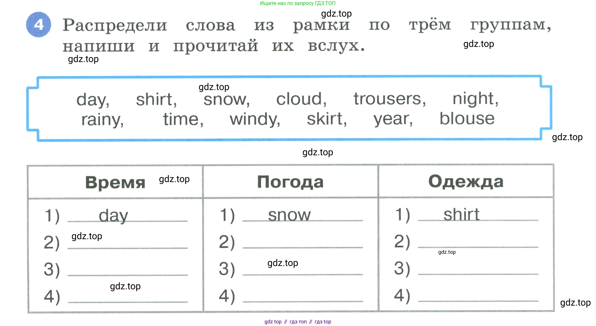 Английский язык (english), 3 класс рабочая тетрадь, авторы: Афанасьева Ольга Васильевна (Afanasyeva Olga), Баранова Ксения Михайловна (Baranova Ksenia), Михеева Ирина Владимировна (Mikheeva Irina), издательство Просвещение, Москва, 2023, зелёного цвета, Часть 2, страница 52, номер 4, Условие
