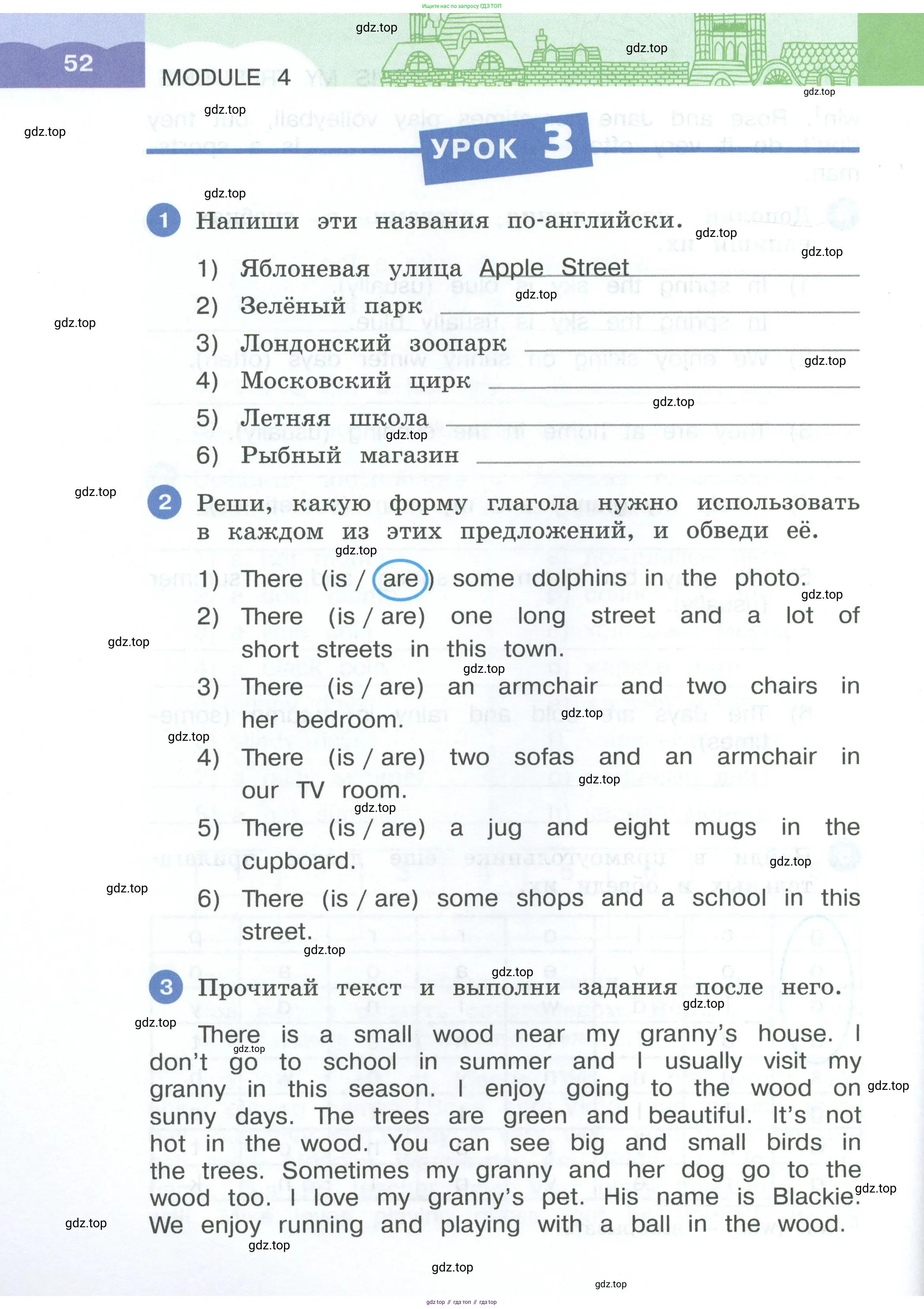 Английский язык (english), 3 класс рабочая тетрадь, авторы: Афанасьева Ольга Васильевна (Afanasyeva Olga), Баранова Ксения Михайловна (Baranova Ksenia), Михеева Ирина Владимировна (Mikheeva Irina), издательство Просвещение, Москва, 2023, зелёного цвета, Часть 1, страница 52