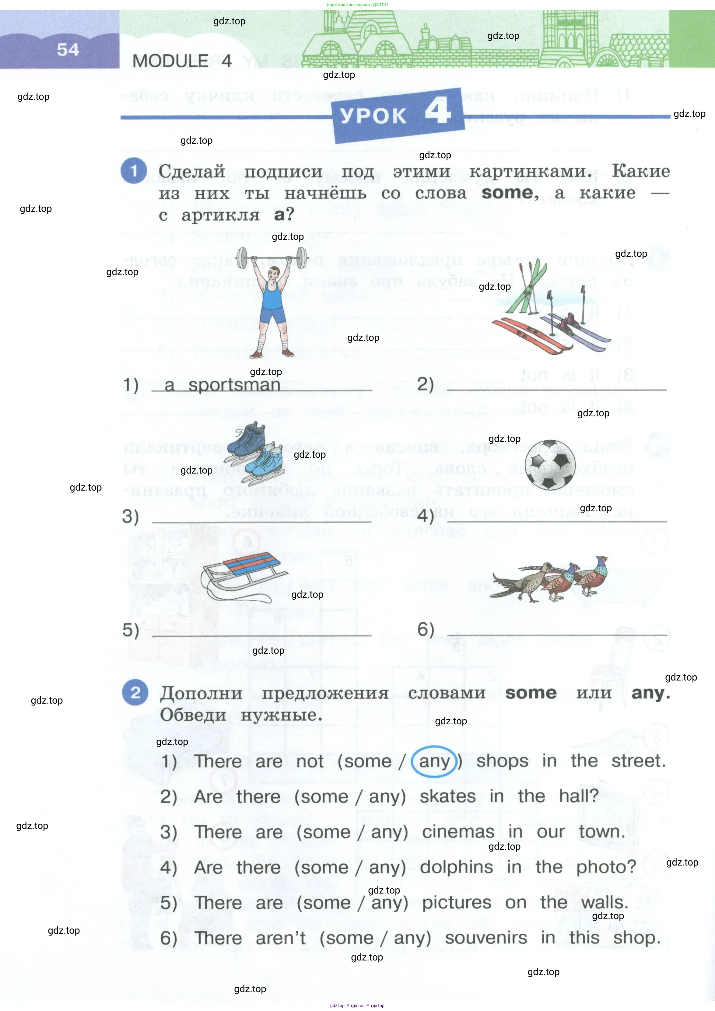 Английский язык (english), 3 класс рабочая тетрадь, авторы: Афанасьева Ольга Васильевна (Afanasyeva Olga), Баранова Ксения Михайловна (Baranova Ksenia), Михеева Ирина Владимировна (Mikheeva Irina), издательство Просвещение, Москва, 2023, зелёного цвета, Часть 1, страница 54