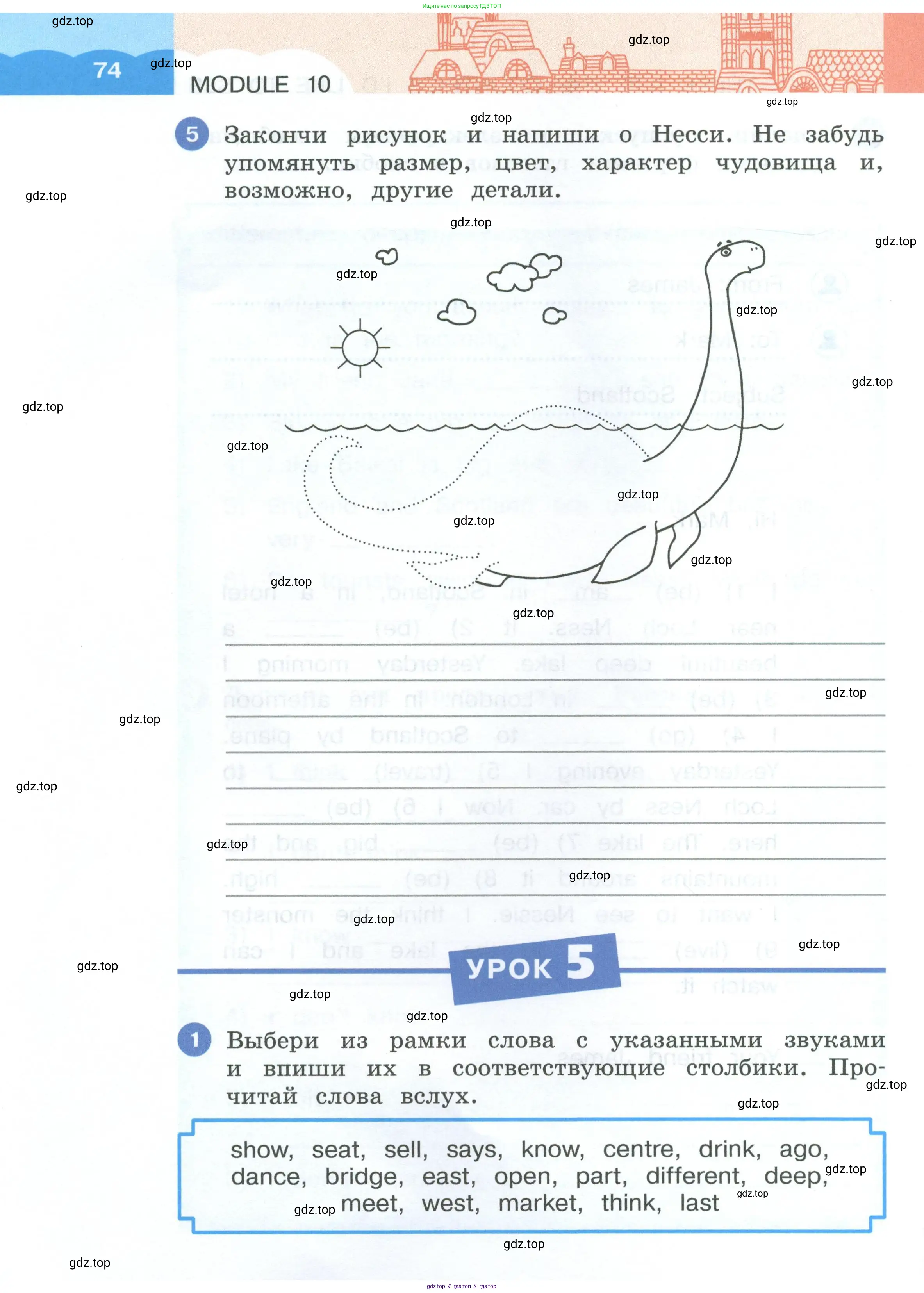 Английский язык (english), 3 класс рабочая тетрадь, авторы: Афанасьева Ольга Васильевна (Afanasyeva Olga), Баранова Ксения Михайловна (Baranova Ksenia), Михеева Ирина Владимировна (Mikheeva Irina), издательство Просвещение, Москва, 2023, зелёного цвета, Часть 1, страница 74