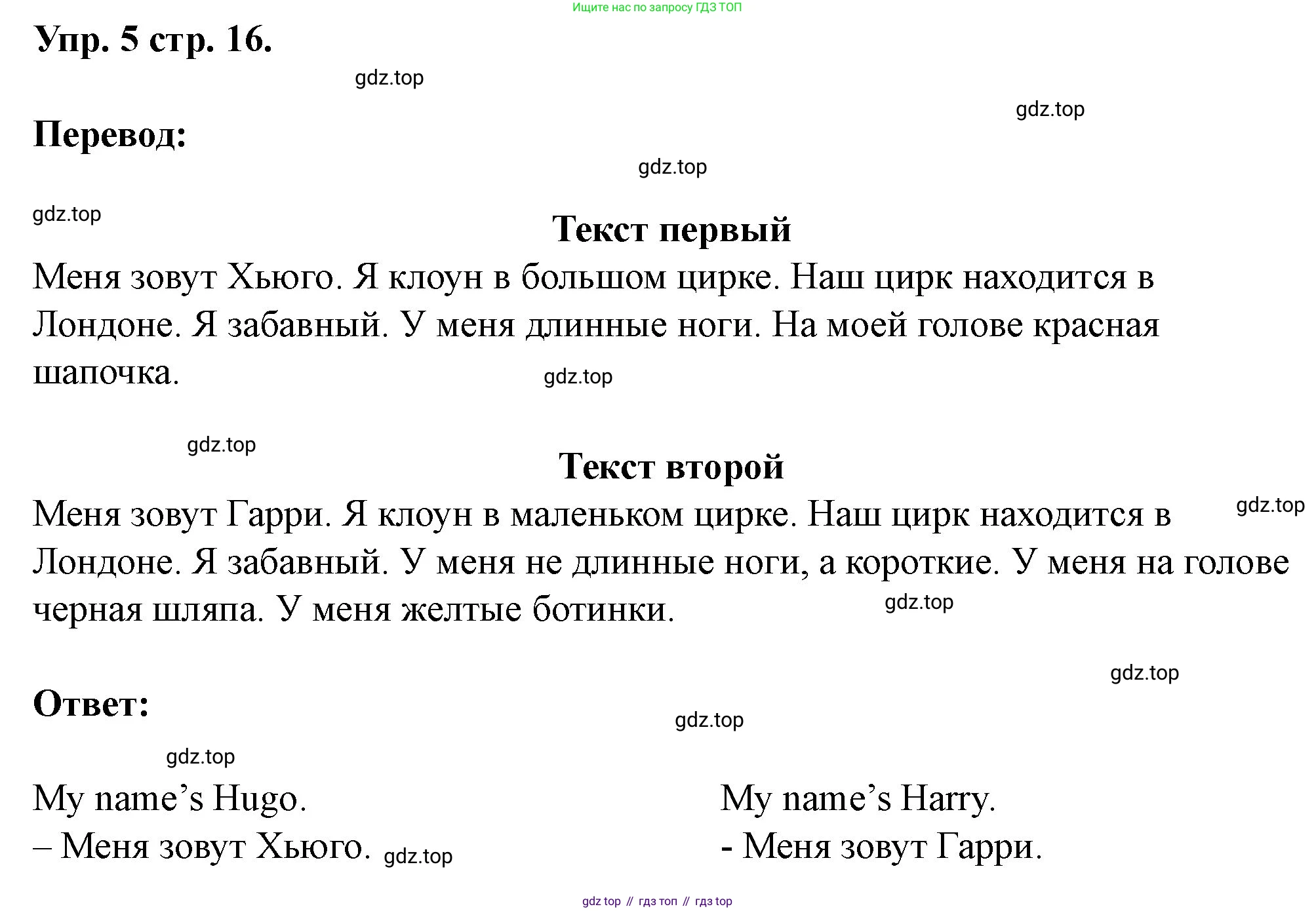 Английский язык (english), 3 класс рабочая тетрадь, авторы: Афанасьева Ольга Васильевна (Afanasyeva Olga), Баранова Ксения Михайловна (Baranova Ksenia), Михеева Ирина Владимировна (Mikheeva Irina), издательство Просвещение, Москва, 2023, зелёного цвета, Часть 1, страница 16, номер 5, Решение