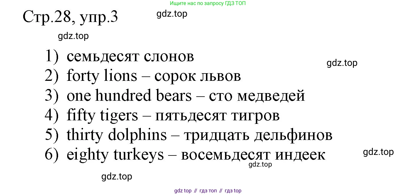 Английский язык (english), 3 класс рабочая тетрадь, авторы: Афанасьева Ольга Васильевна (Afanasyeva Olga), Баранова Ксения Михайловна (Baranova Ksenia), Михеева Ирина Владимировна (Mikheeva Irina), издательство Просвещение, Москва, 2023, зелёного цвета, Часть 2, страница 28, номер 3, Решение