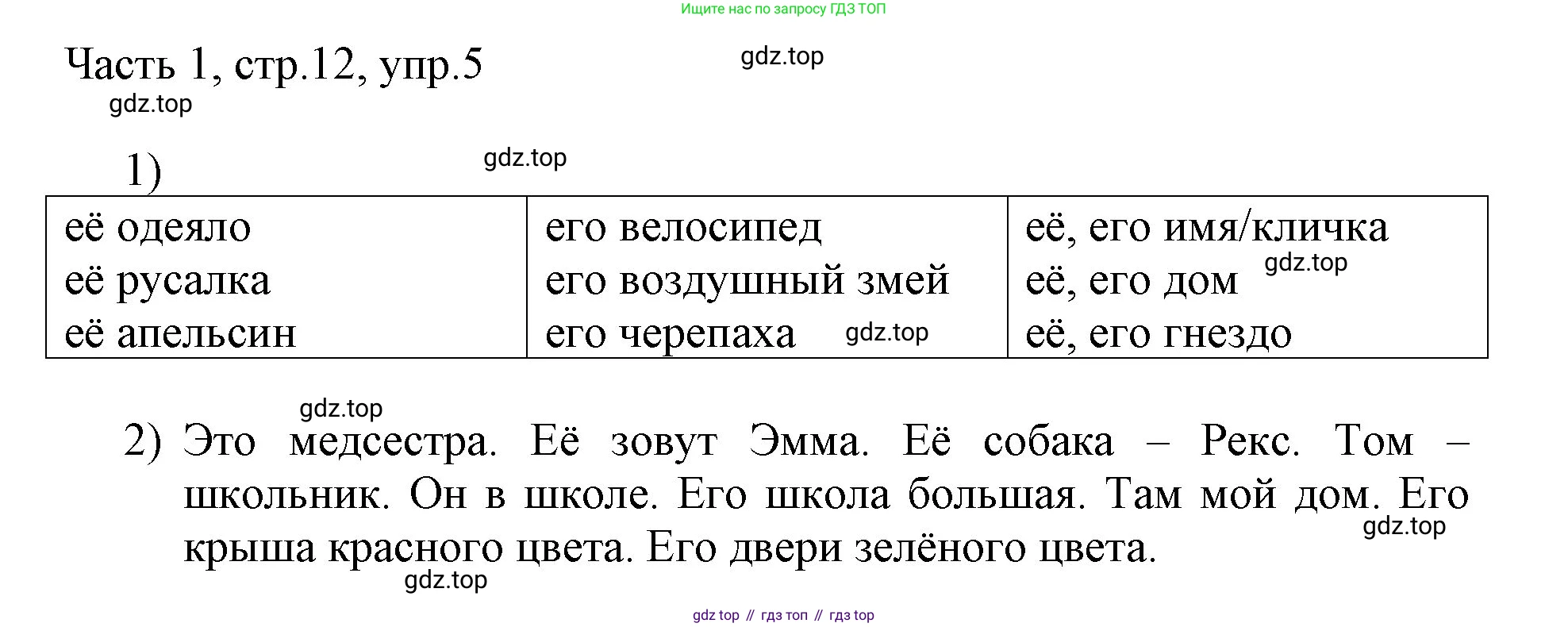 ГДЗ Английский язык (english), 3 класс Учебник, авторы: Афанасьева Ольга Васильевна (Afanasyeva Olga), Михеева Ирина Владимировна (Mikheeva Irina), издательство Дрофа, Москва, 2014 - 2022, зелёного цвета, Часть 1, страница 12, номер 5, Решение