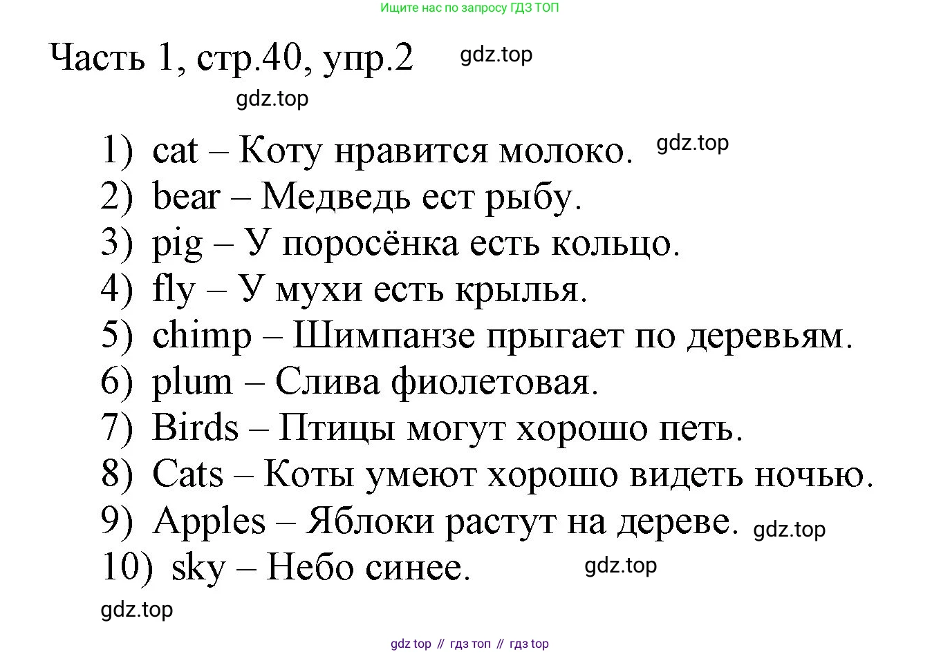 ГДЗ Английский язык (english), 3 класс Учебник, авторы: Афанасьева Ольга Васильевна (Afanasyeva Olga), Михеева Ирина Владимировна (Mikheeva Irina), издательство Дрофа, Москва, 2014 - 2022, зелёного цвета, Часть 1, страница 40, номер 2, Решение