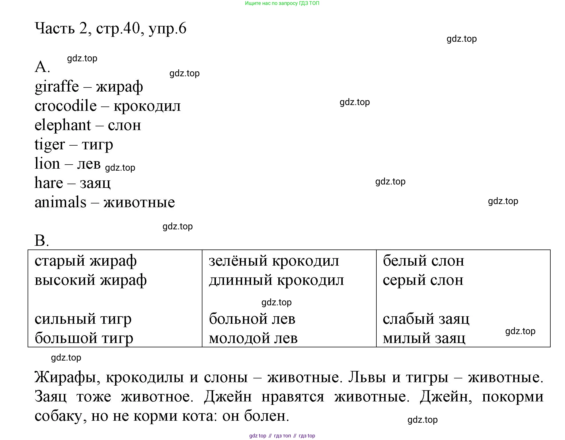 ГДЗ Английский язык (english), 3 класс Учебник, авторы: Афанасьева Ольга Васильевна (Afanasyeva Olga), Михеева Ирина Владимировна (Mikheeva Irina), издательство Дрофа, Москва, 2014 - 2022, зелёного цвета, Часть 2, страница 40, номер 6, Решение