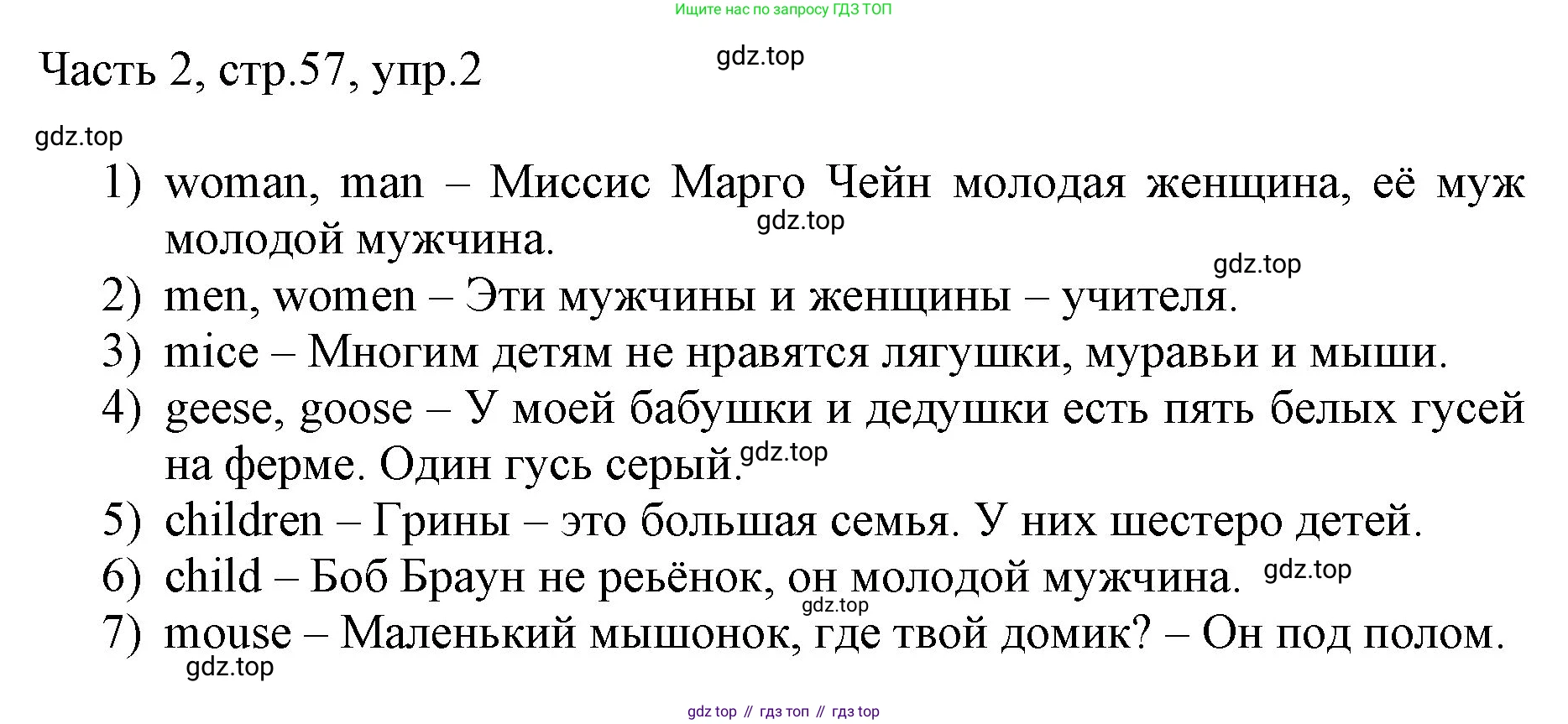 ГДЗ Английский язык (english), 3 класс Учебник, авторы: Афанасьева Ольга Васильевна (Afanasyeva Olga), Михеева Ирина Владимировна (Mikheeva Irina), издательство Дрофа, Москва, 2014 - 2022, зелёного цвета, Часть 2, страница 57, номер 2, Решение