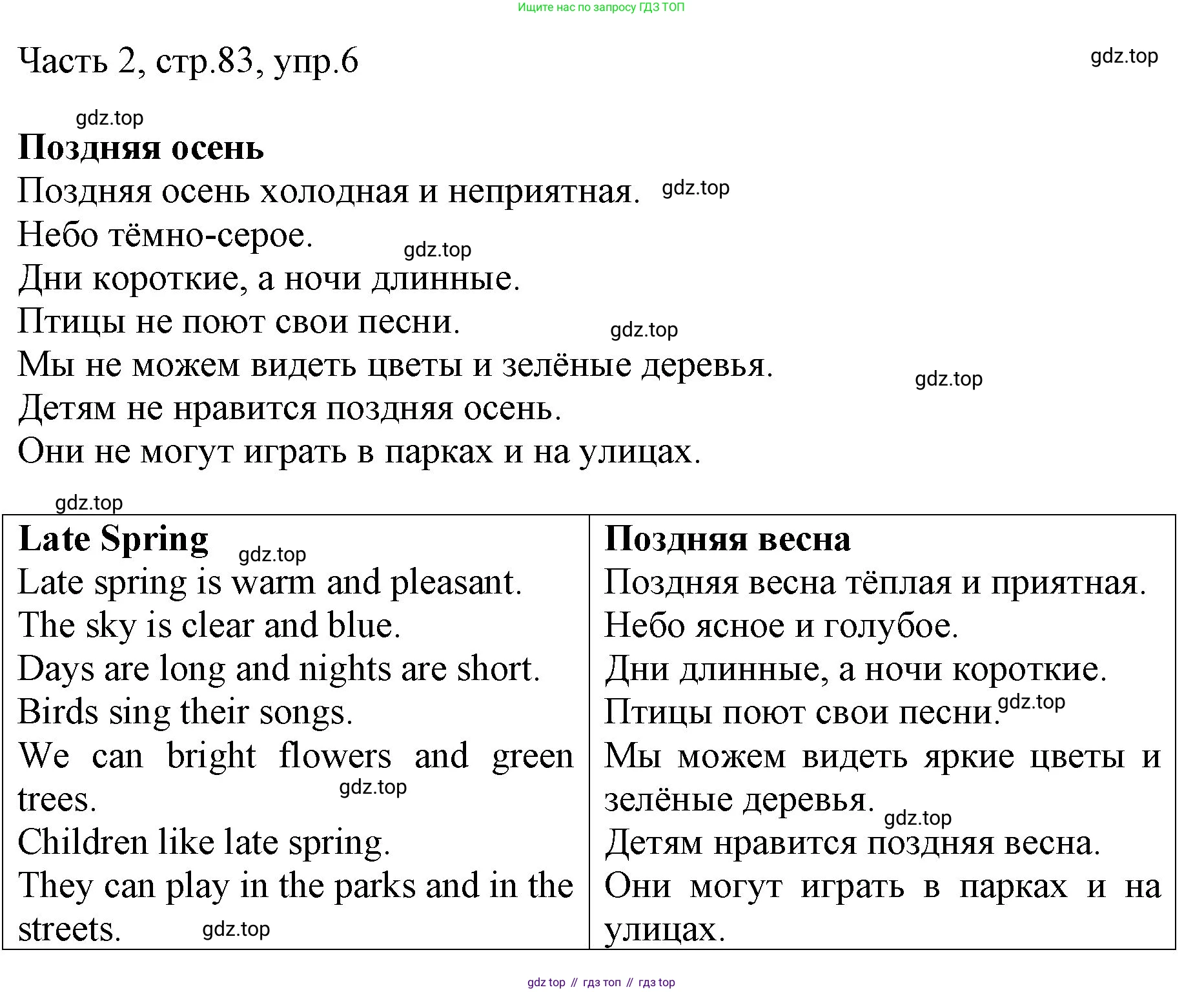ГДЗ Английский язык (english), 3 класс Учебник, авторы: Афанасьева Ольга Васильевна (Afanasyeva Olga), Михеева Ирина Владимировна (Mikheeva Irina), издательство Дрофа, Москва, 2014 - 2022, зелёного цвета, Часть 2, страница 83, номер 6, Решение