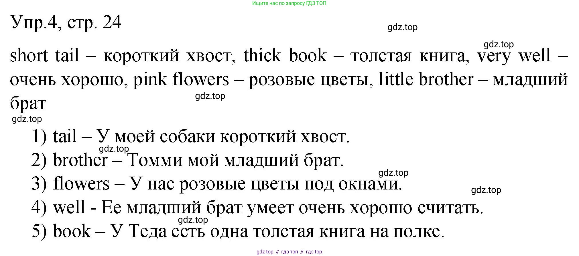 ГДЗ Английский язык (english), 3 класс Подготовка к всероссийским проверочным работам (впр), авторы: Афанасьева Ольга Васильевна (Afanasyeva Olga), Михеева Ирина Владимировна (Mikheeva Irina), Баранова Ксения Михайловна (Baranova Ksenia), Сьянов Александр Валерьевич, издательство Дрофа, Москва, 2019, белого цвета, страница 24, номер 4, Решение