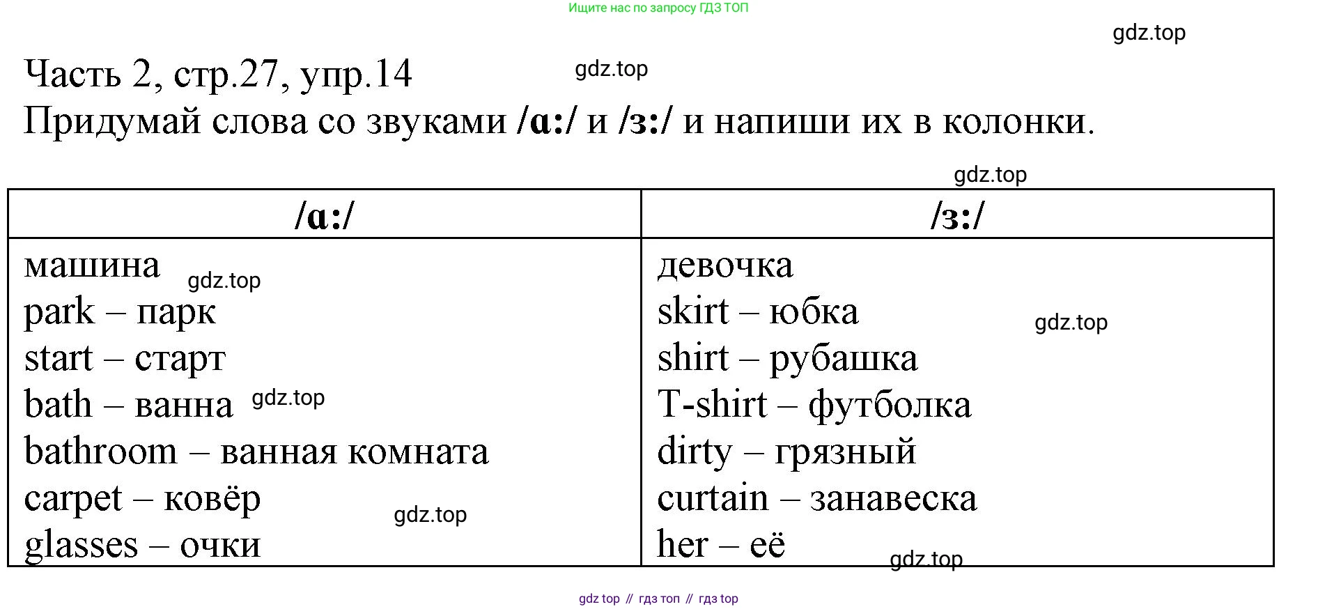 Английский язык (english), 3 класс Рабочая тетрадь (workbook), авторы: Баранова Ксения Михайловна (Baranova Ksenia), Дули Дженни (Dooley Jenny), Копылова Виктория Викторовна (Kopylova Victoria), Мильруд Радислав Петрович (Millrood Radislav), Эванс Вирджиния (Evans Virginia), издательство Просвещение, Москва, 2023, белого цвета, Часть ( Part) 2, страница 27, номер 14, Решение