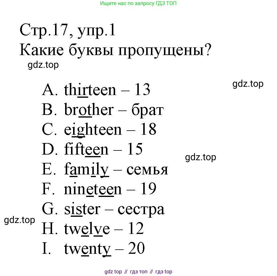 ГДЗ Английский язык (english), 3 класс Сборник упражнений, автор: Котова Марина Петровна, издательство Просвещение, Москва, 2024, белого цвета, страница 17, номер 1, Решение