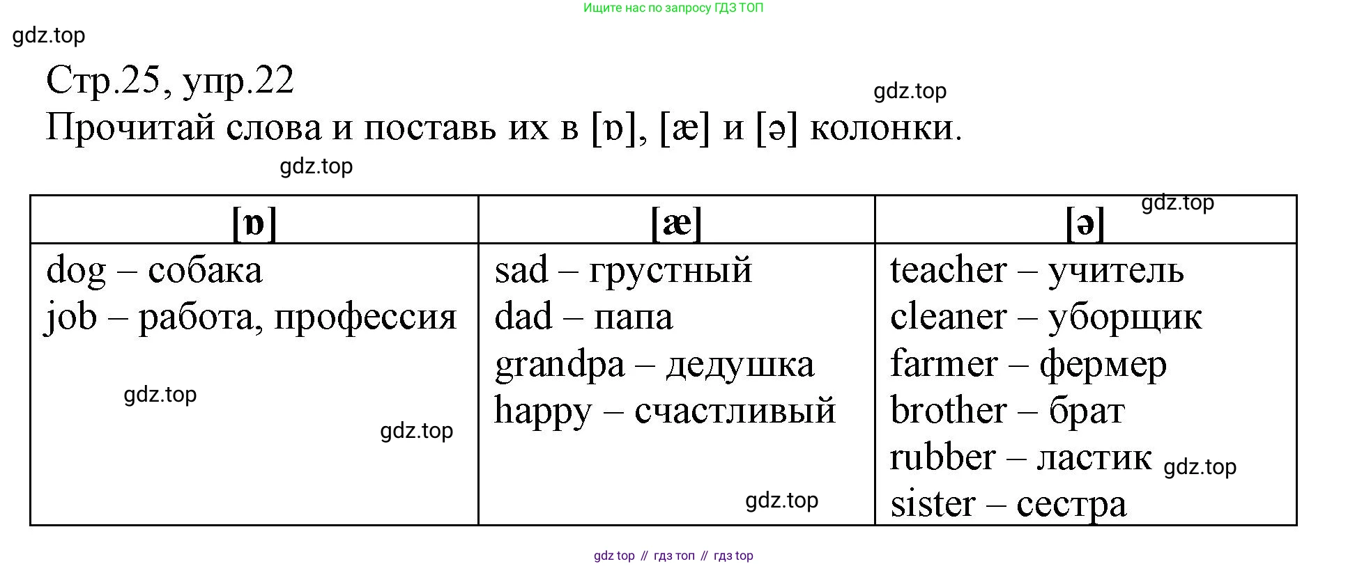 ГДЗ Английский язык (english), 3 класс Сборник упражнений, автор: Котова Марина Петровна, издательство Просвещение, Москва, 2024, белого цвета, страница 25, номер 22, Решение