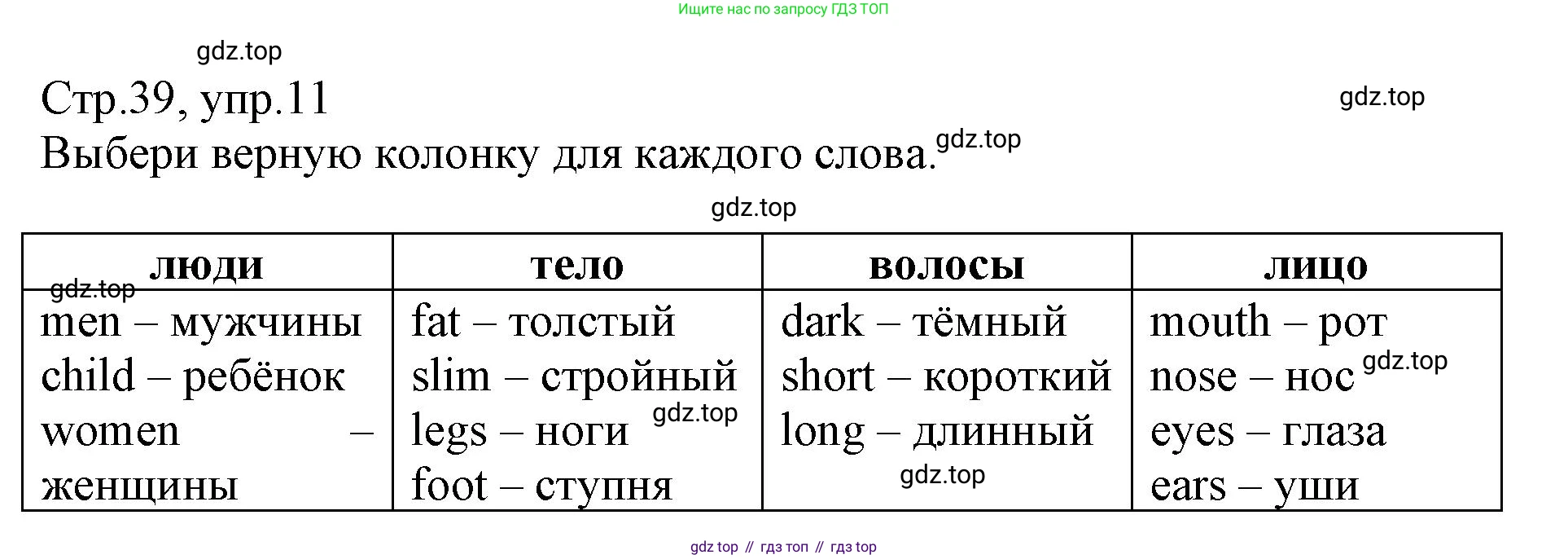 ГДЗ Английский язык (english), 3 класс Сборник упражнений, автор: Котова Марина Петровна, издательство Просвещение, Москва, 2024, белого цвета, страница 39, номер 11, Решение
