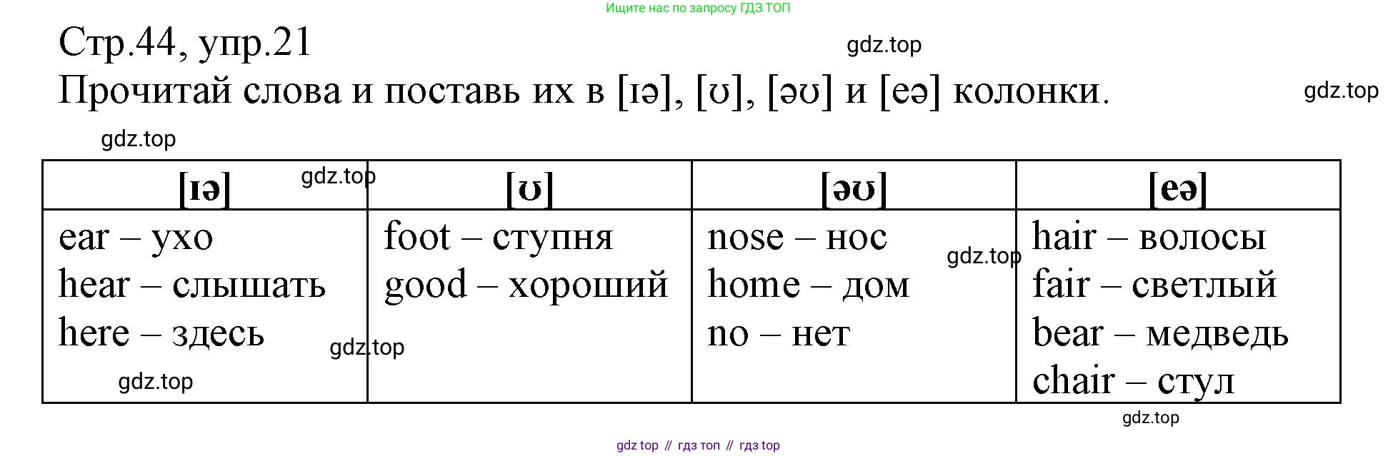 ГДЗ Английский язык (english), 3 класс Сборник упражнений, автор: Котова Марина Петровна, издательство Просвещение, Москва, 2024, белого цвета, страница 44, номер 21, Решение