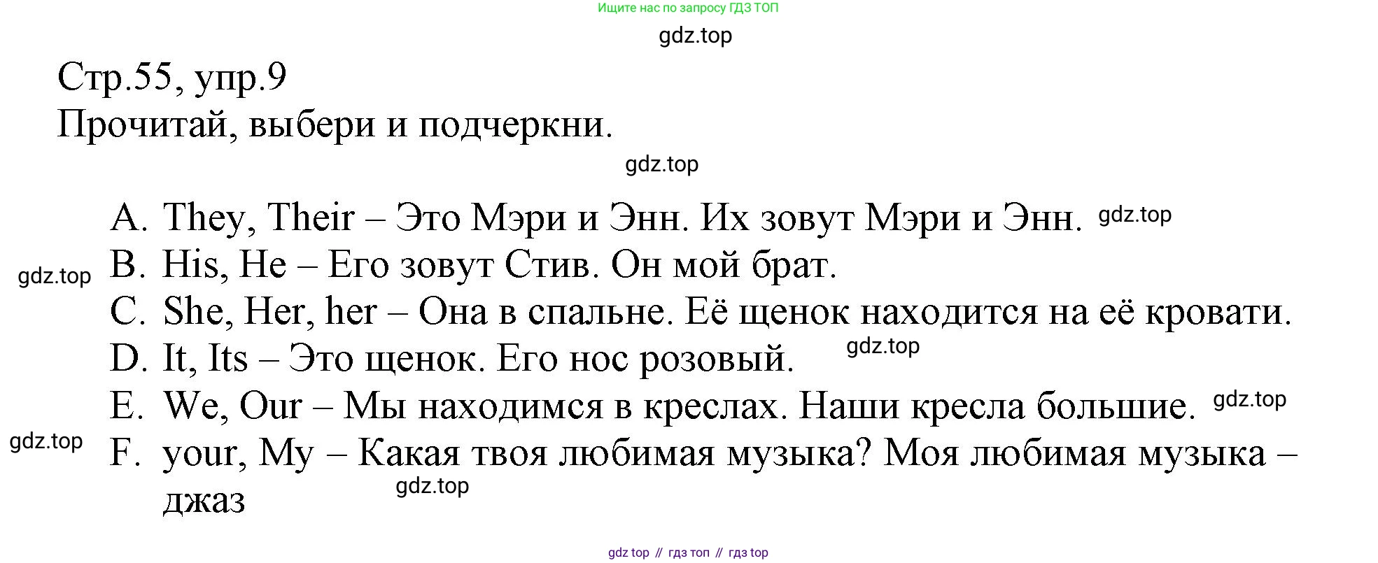 ГДЗ Английский язык (english), 3 класс Сборник упражнений, автор: Котова Марина Петровна, издательство Просвещение, Москва, 2024, белого цвета, страница 55, номер 9, Решение