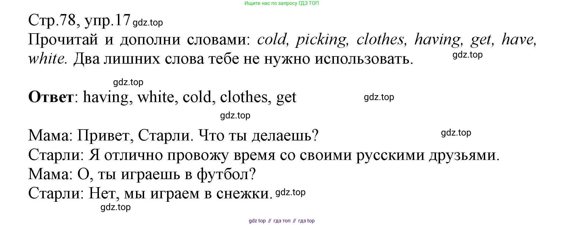 ГДЗ Английский язык (english), 3 класс Сборник упражнений, автор: Котова Марина Петровна, издательство Просвещение, Москва, 2024, белого цвета, страница 78, номер 17, Решение