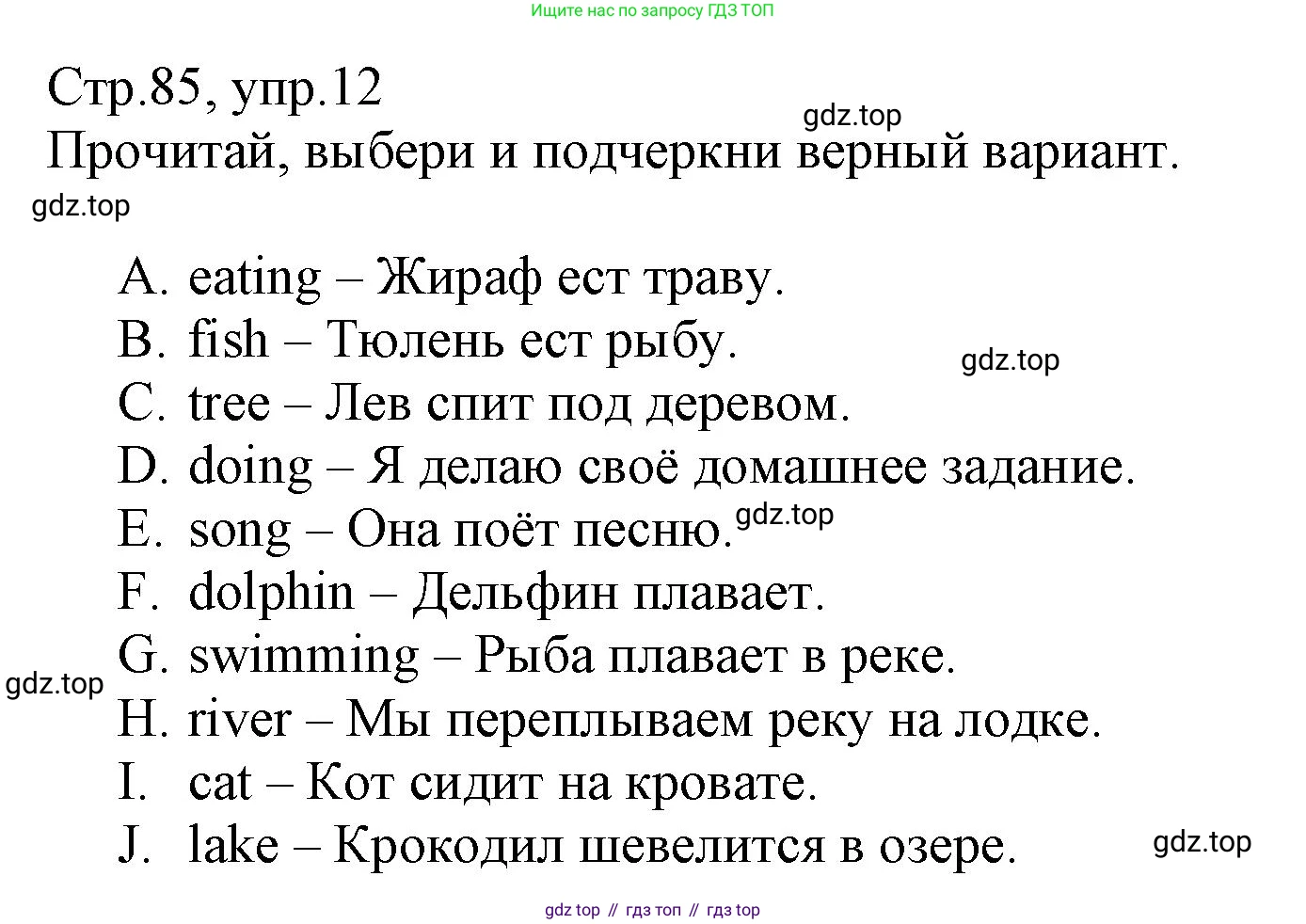 ГДЗ Английский язык (english), 3 класс Сборник упражнений, автор: Котова Марина Петровна, издательство Просвещение, Москва, 2024, белого цвета, страница 85, номер 12, Решение