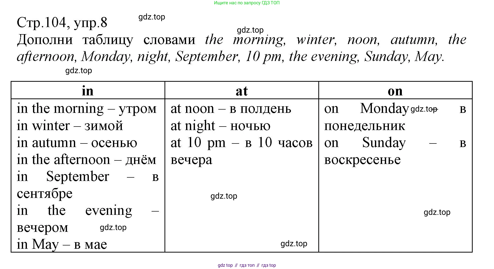 ГДЗ Английский язык (english), 3 класс Сборник упражнений, автор: Котова Марина Петровна, издательство Просвещение, Москва, 2024, белого цвета, страница 104, номер 8, Решение