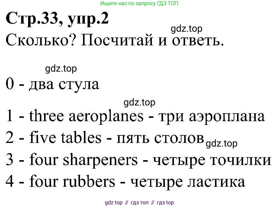 ГДЗ Английский язык (english), 3 класс Учебник (Student's book), авторы: Баранова Ксения Михайловна (Baranova Ksenia), Дули Дженни (Dooley Jenny), Копылова Виктория Викторовна (Kopylova Victoria), Мильруд Радислав Петрович (Millrood Radislav), Эванс Вирджиния (Evans Virginia), издательство Просвещение, Москва, 2023, зелёного цвета, Часть ( Part) 1, страница 33, номер 2, Решение